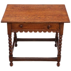 Antique Georgian Oak Writing Side Occasional Table with Drawer