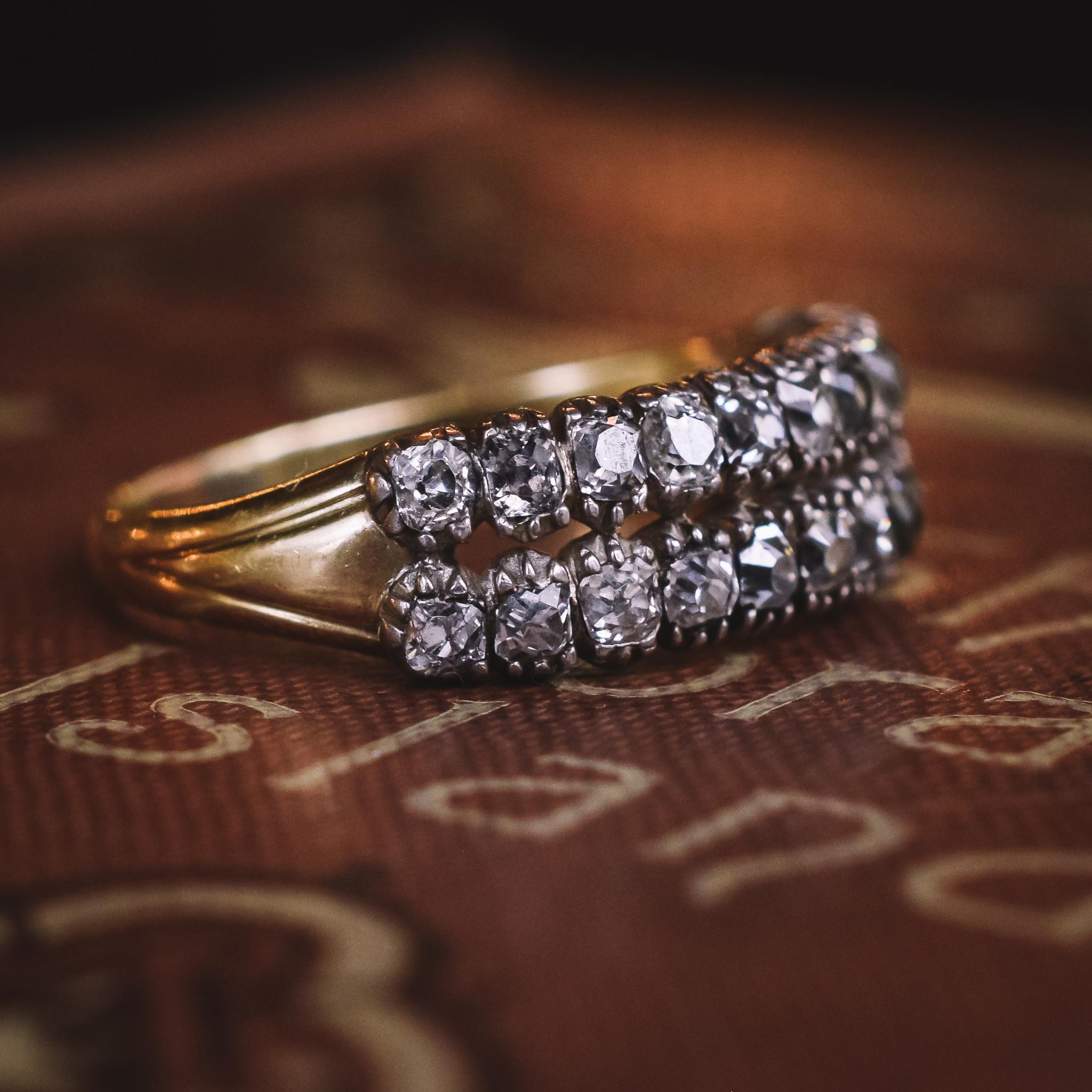 Women's Antique Georgian Old Mine Cut Diamond Double-Row Ring