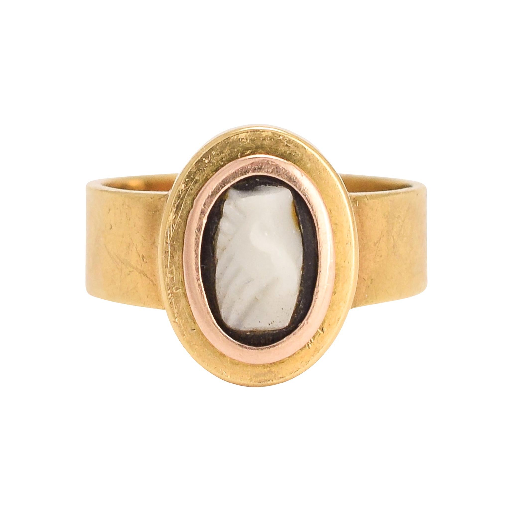 Antique Georgian Onyx Cameo Fede Ring