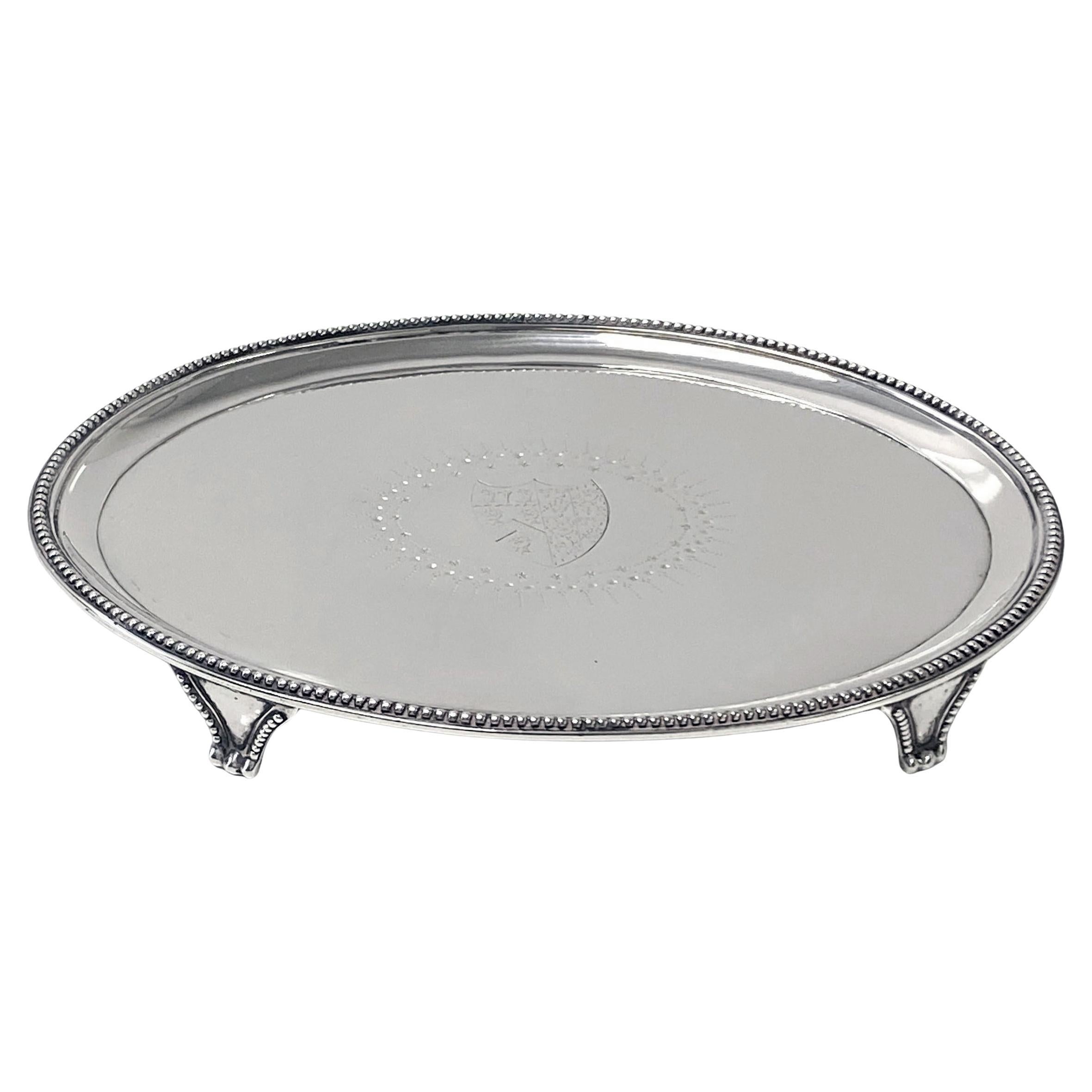 Antigua Bandeja Georgiana de Plata ovalada Londres 1784 Elizabeth Jones