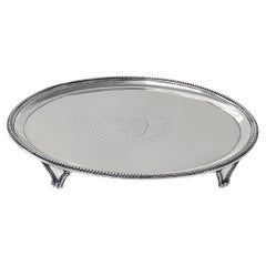 Antigua Bandeja Georgiana de Plata ovalada Londres 1784 Elizabeth Jones
