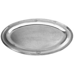Antique Georgian Oval Sterling Silver Meat Platter / Serving Dish 1804
