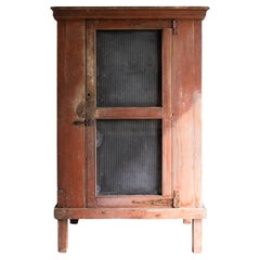 Antique Georgian Painted Meat Safe Cabinet - Farmhouse Kitchen Cupboard