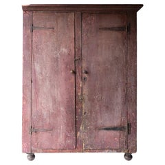 Used Georgian Painted Pine Workshop Cupboard, English Country Made