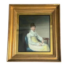 Antique Georgian Pair of Portraits Pastel on Vellum Original Guilt Frames