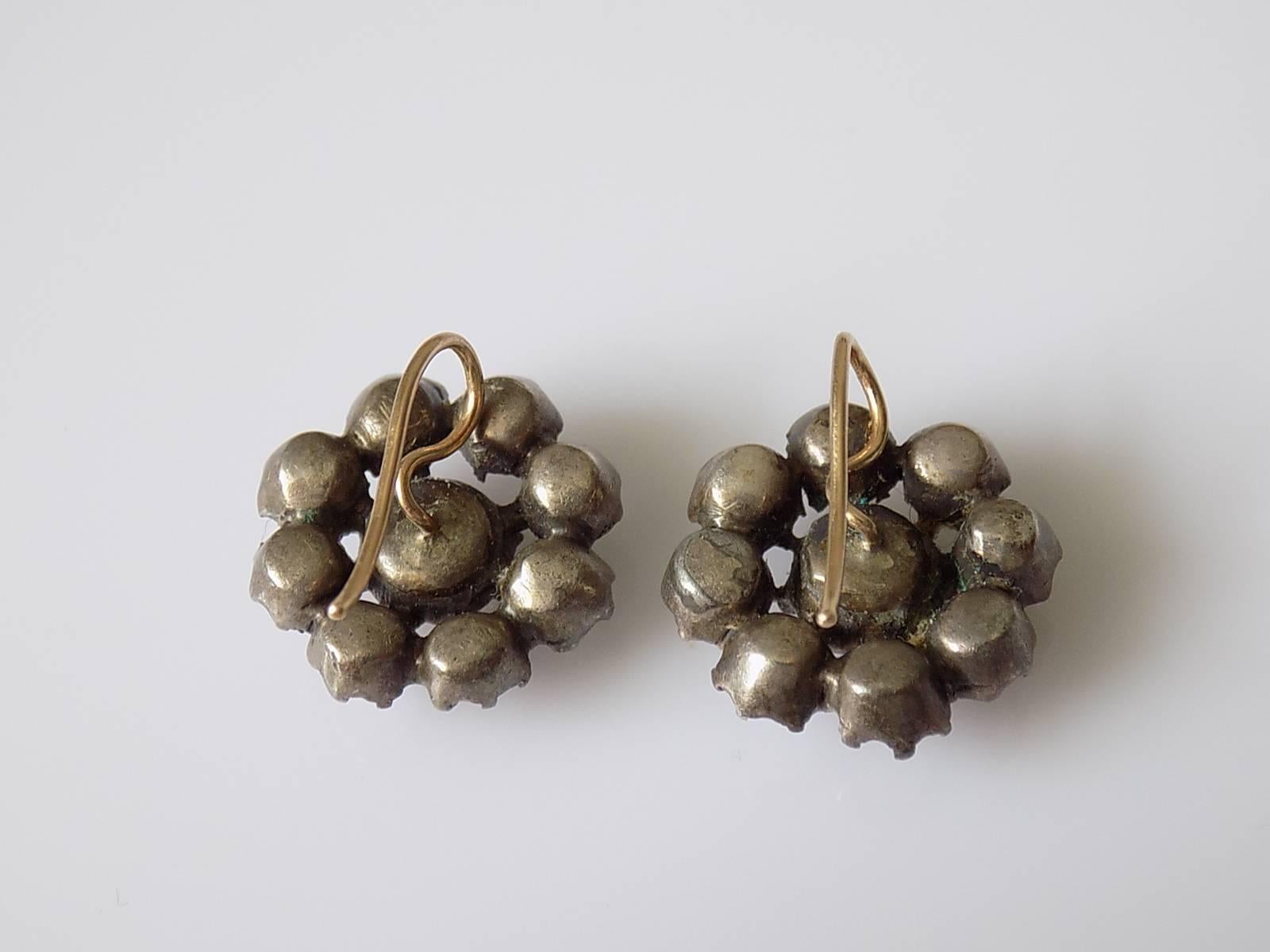 Women's Antique Georgian Paste Cluster Earrings For Sale