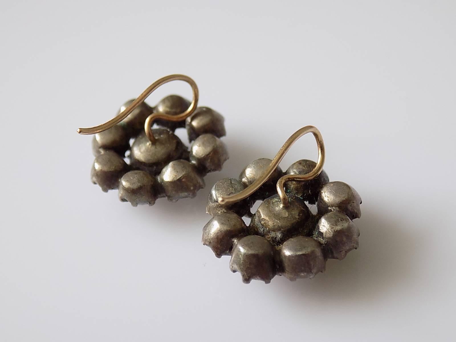 Antique Georgian Paste Cluster Earrings For Sale 1