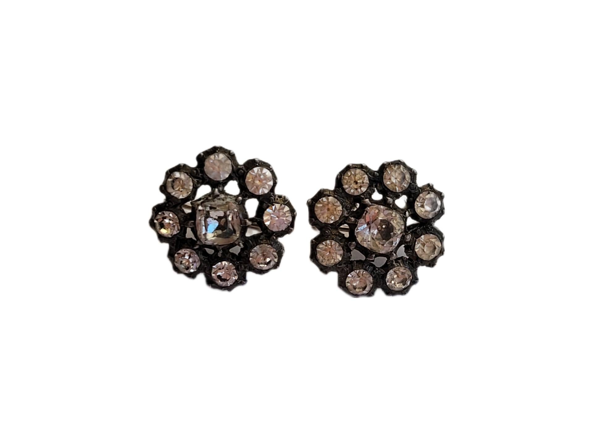 Antique Georgian Paste Cluster Earrings For Sale 5