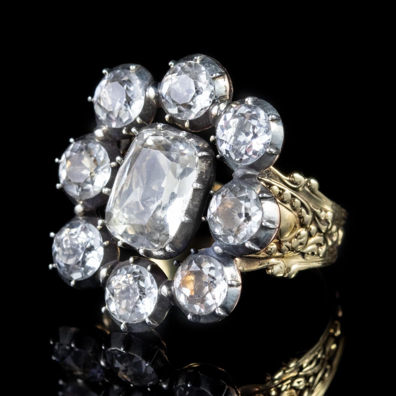 Antique Georgian Paste Cluster Ring 18ct Gold Circa 1800 In Good Condition For Sale In Lancaster, Lancashire