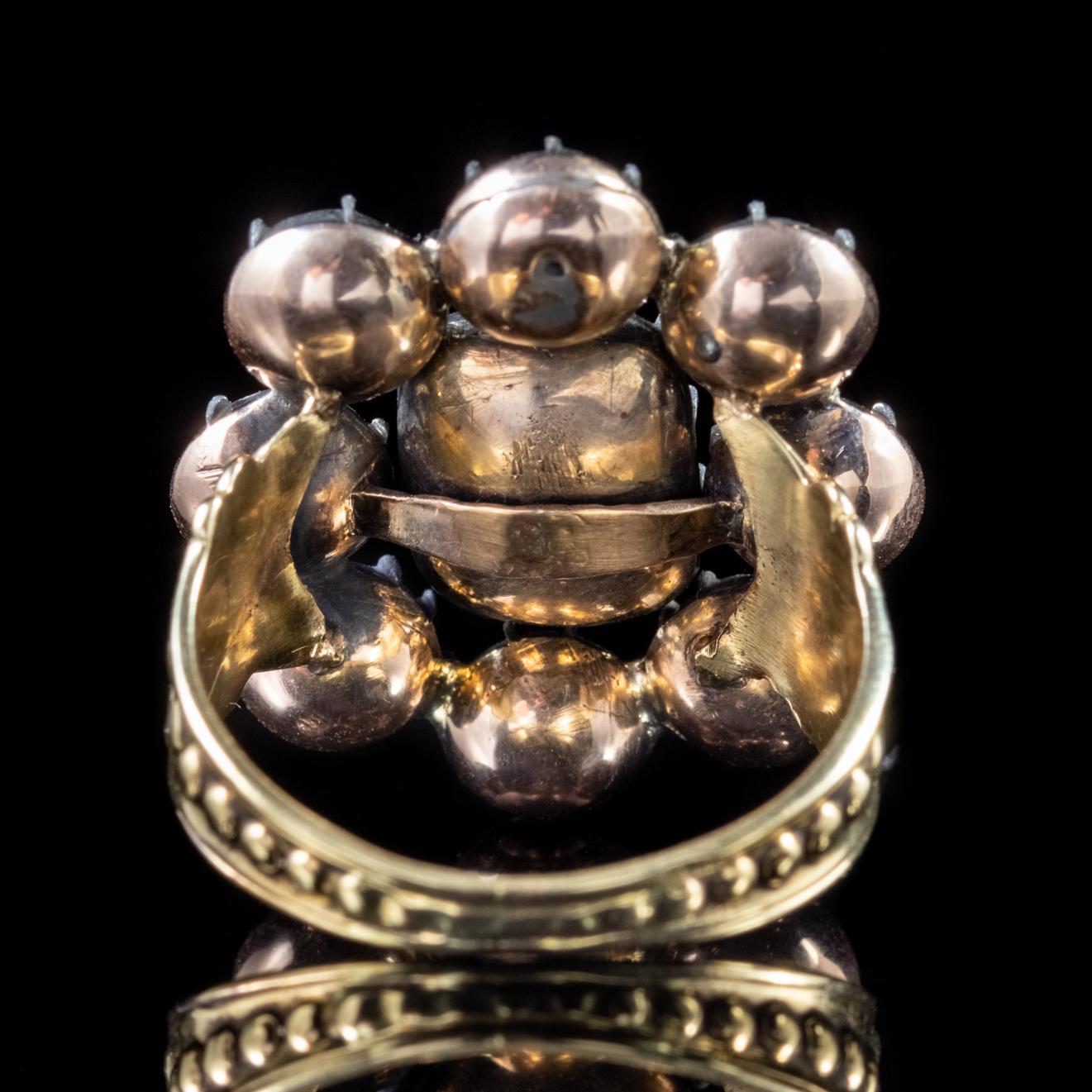 Women's Antique Georgian Paste Cluster Ring 18ct Gold Circa 1800 For Sale