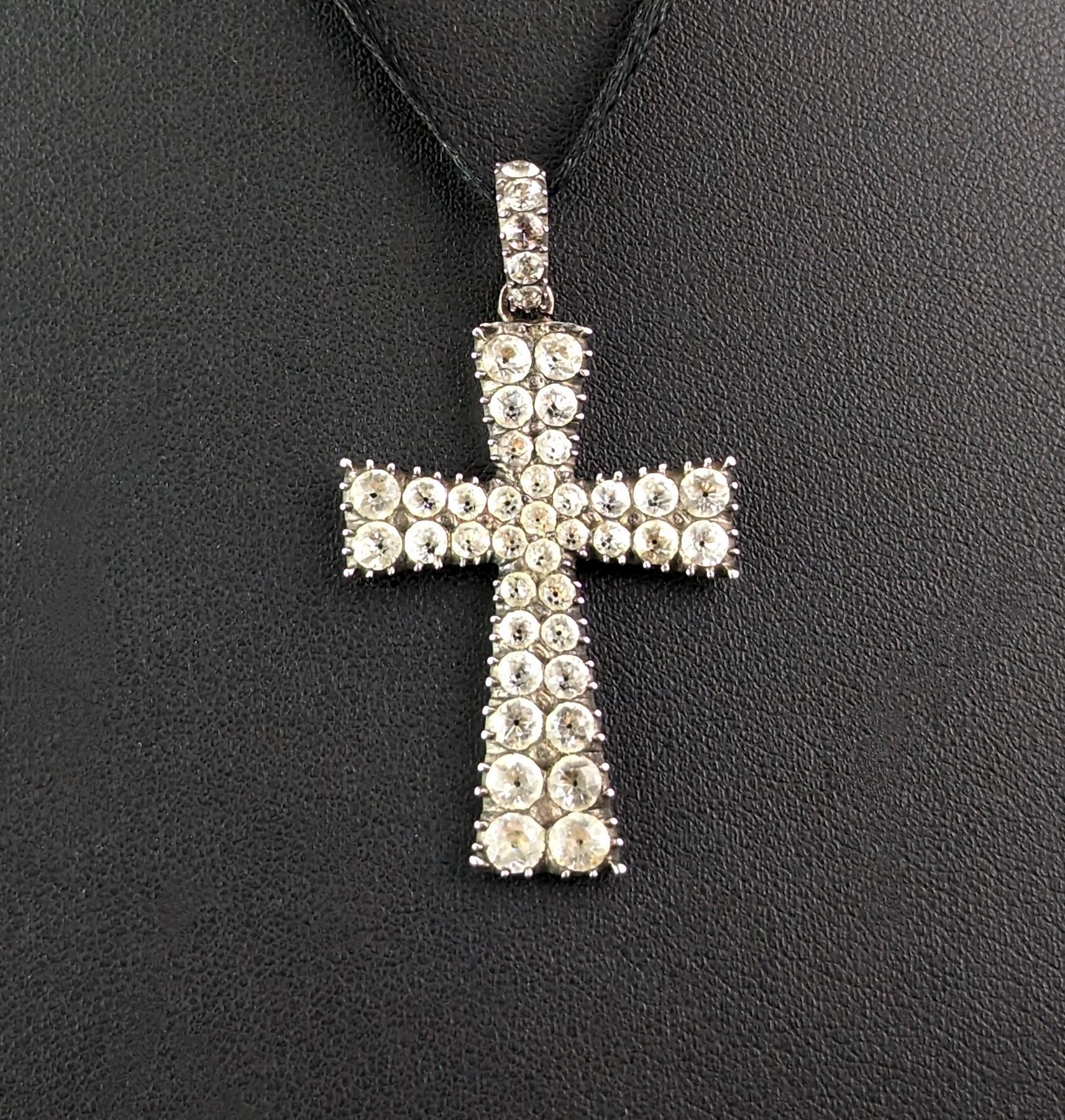 Antique Georgian paste cross pendant, sterling silver  For Sale 7
