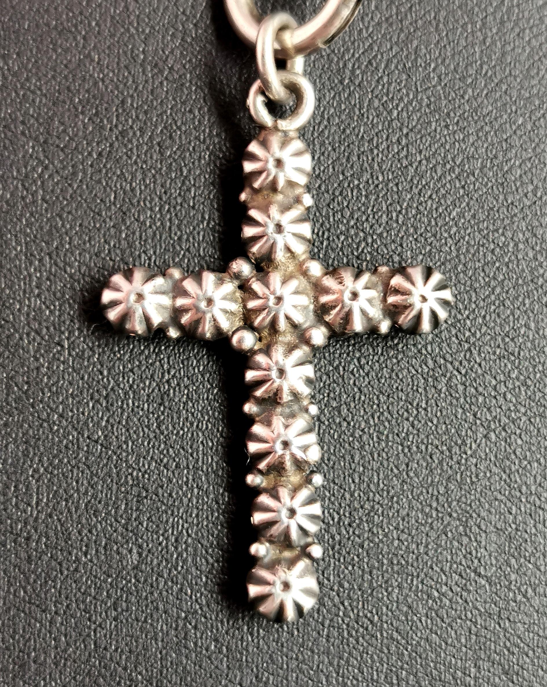 Antique Georgian Paste Cross Pendant, Sterling Silver 5