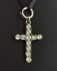 Antique Georgian Paste Cross Pendant, Sterling Silver