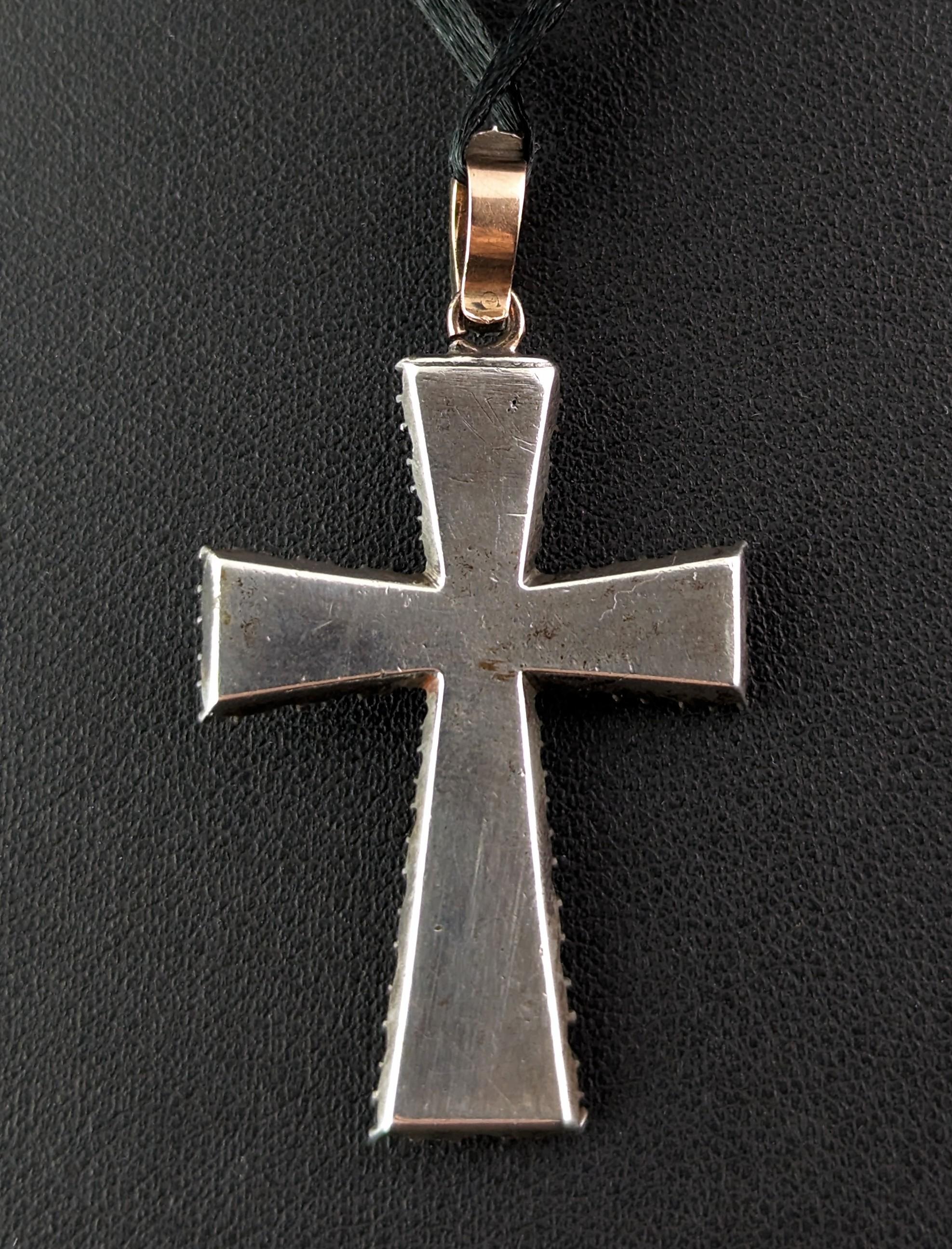 Antique Georgian paste cross pendant, sterling silver  For Sale 4
