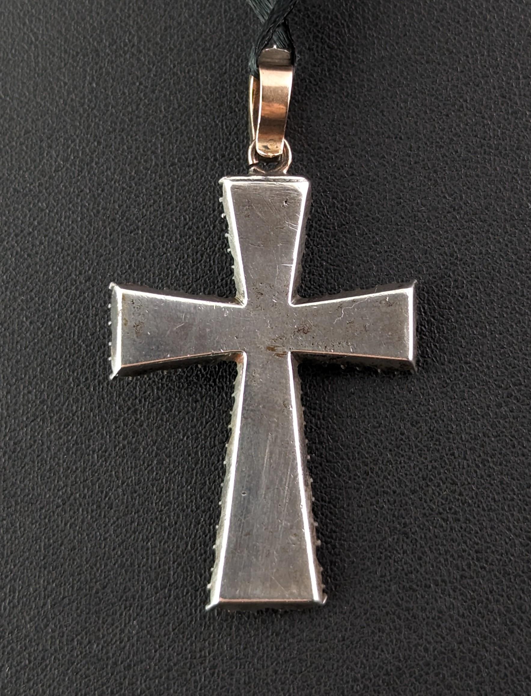 Antique Georgian paste cross pendant, sterling silver  For Sale 5