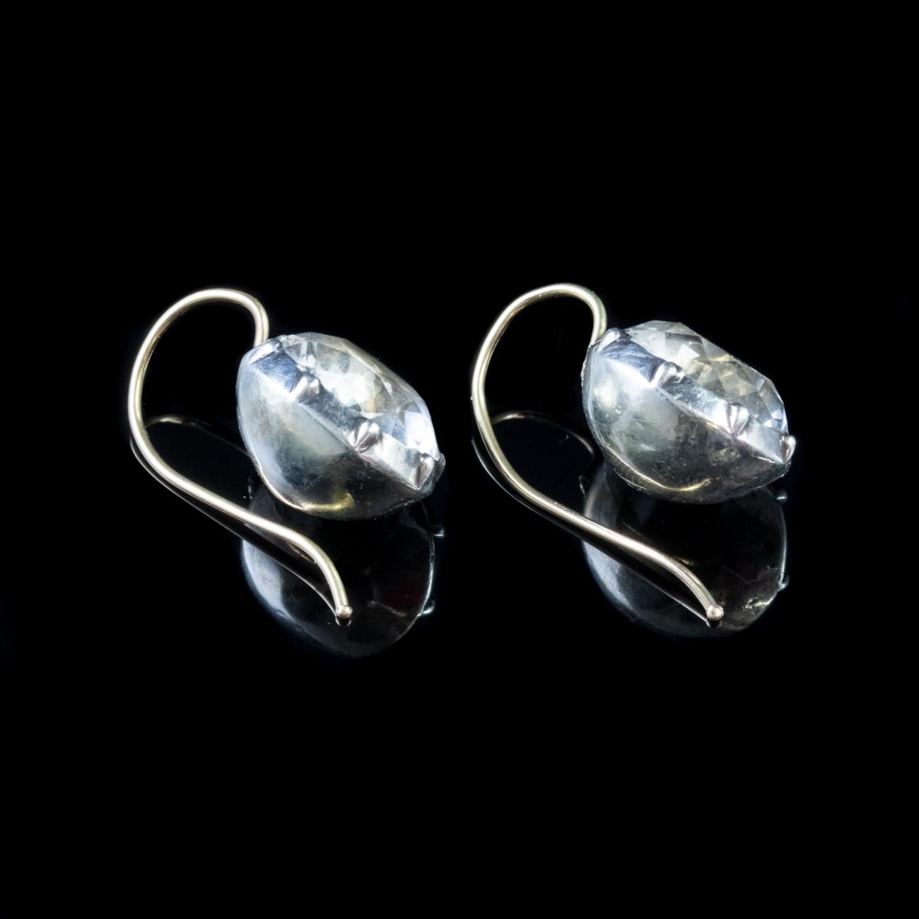 Women's or Men's Antique Georgian Paste Earrings Silver 18 Carat Gold, circa 1800 For Sale