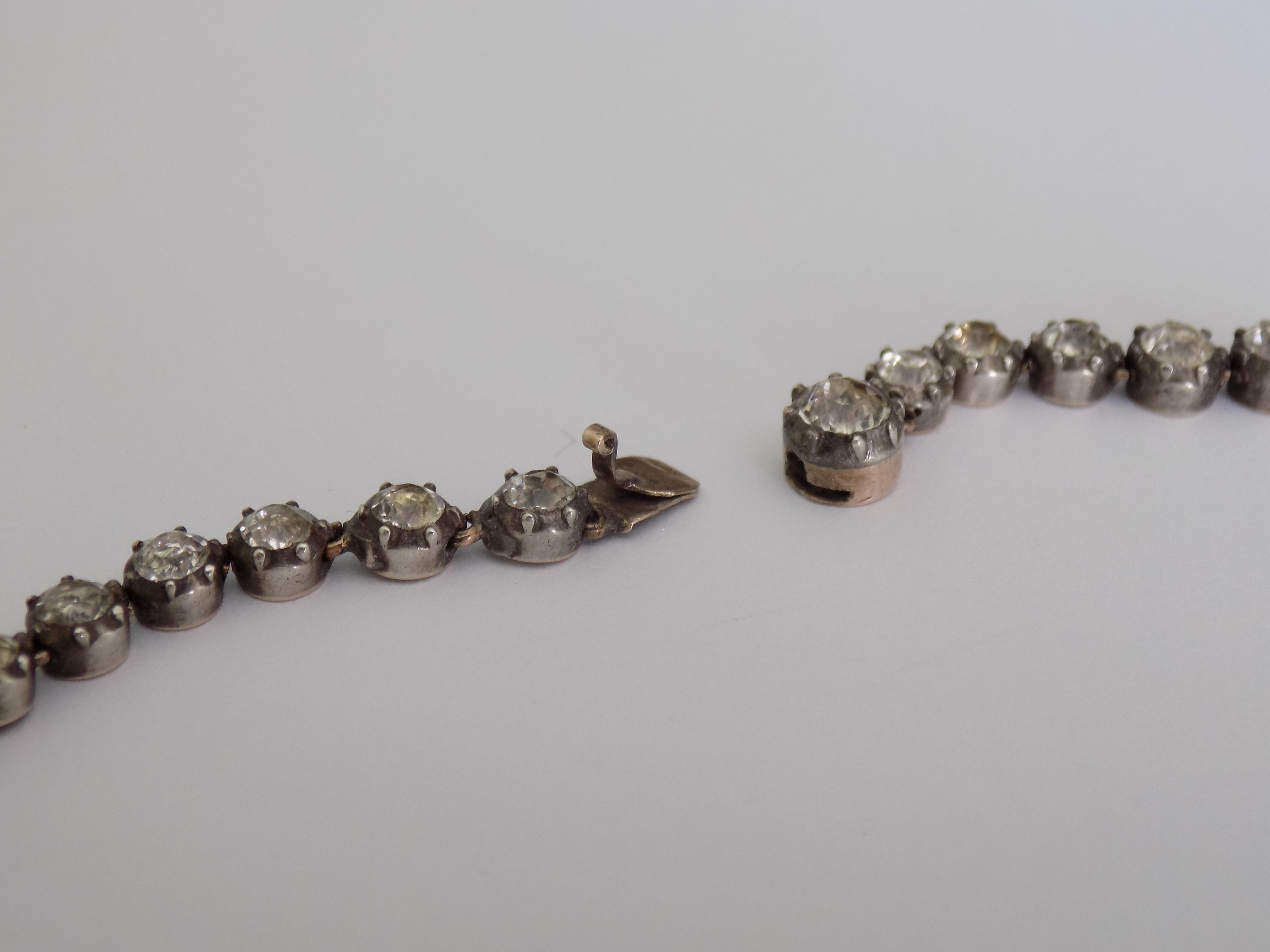 Antique Georgian Paste Silver Gold Riviere Necklace 4