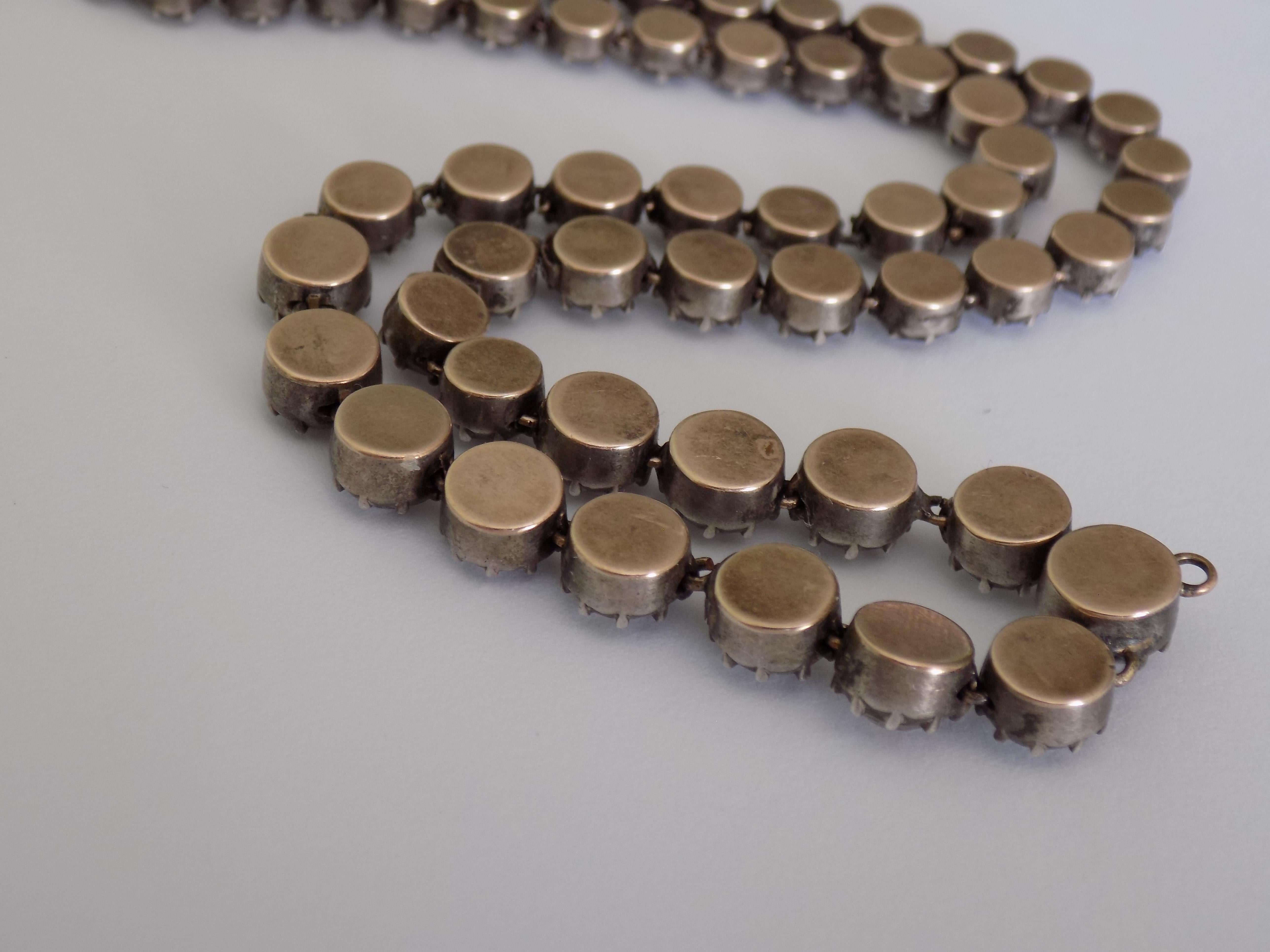 Antique Georgian Paste Silver Gold Riviere Necklace 6