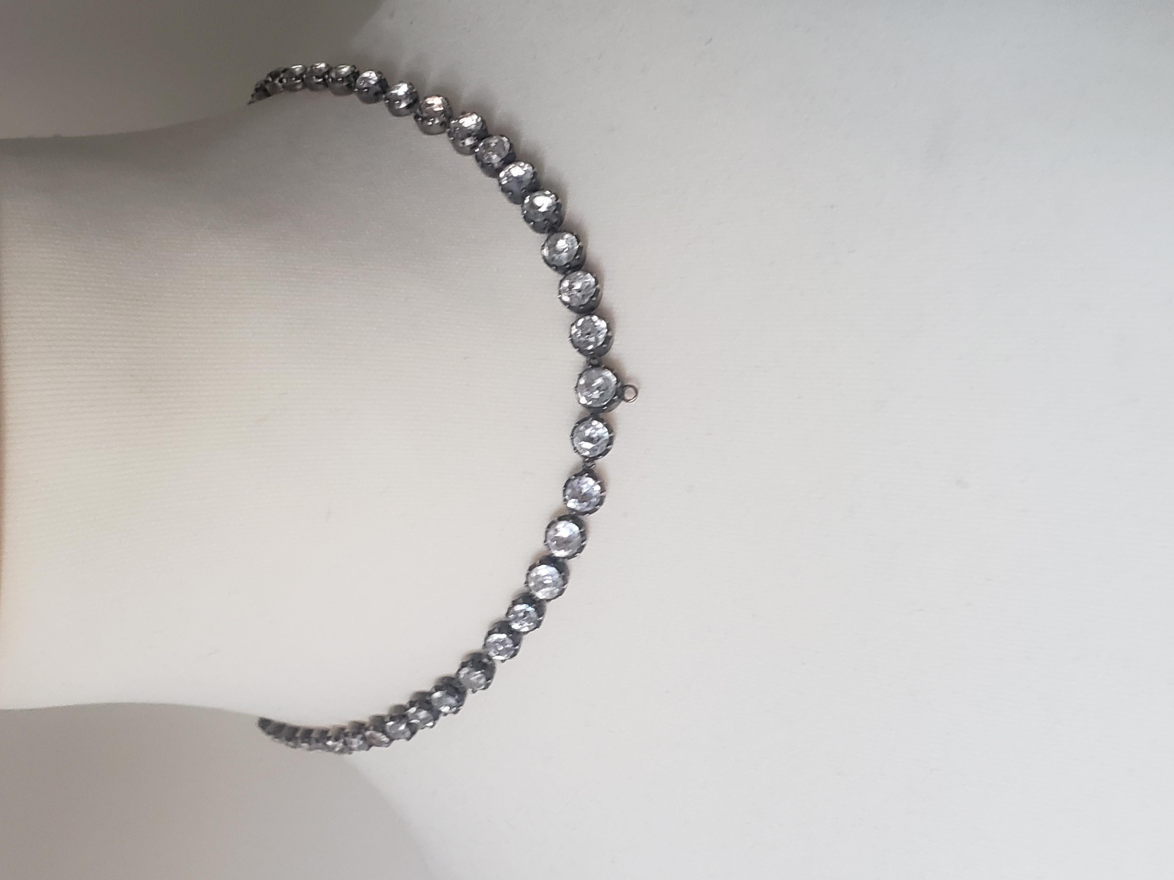Antique Georgian Paste Silver Gold Riviere Necklace 9