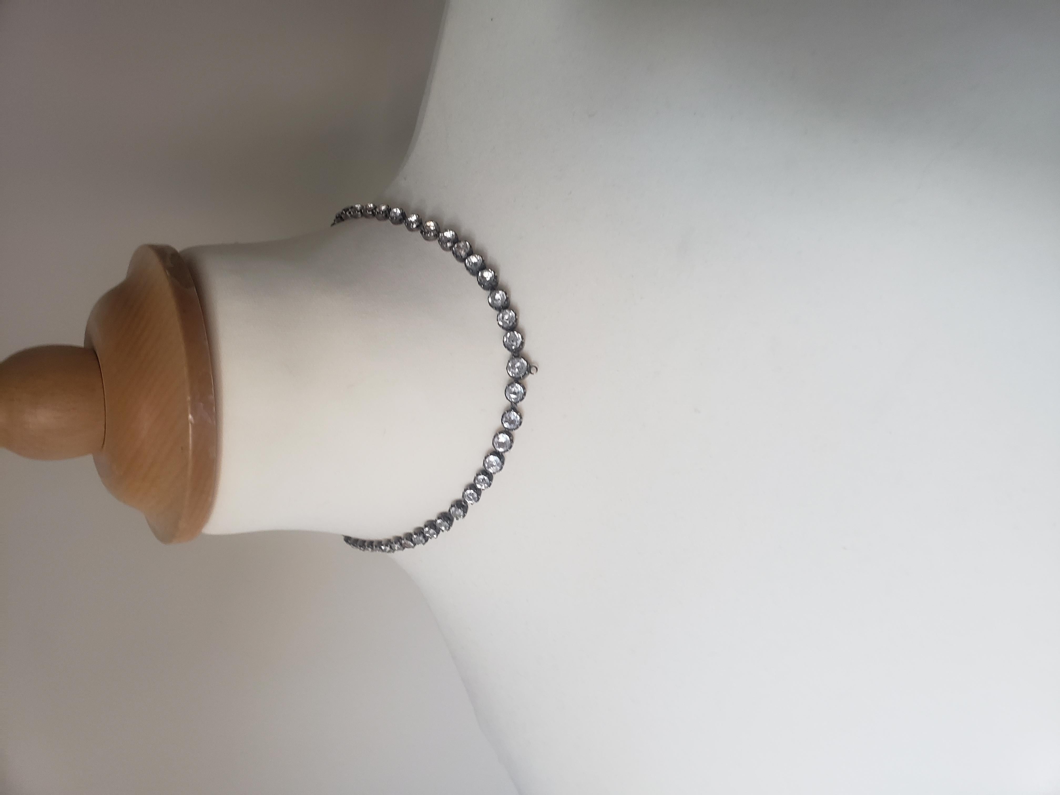 Antique Georgian Paste Silver Gold Riviere Necklace 10