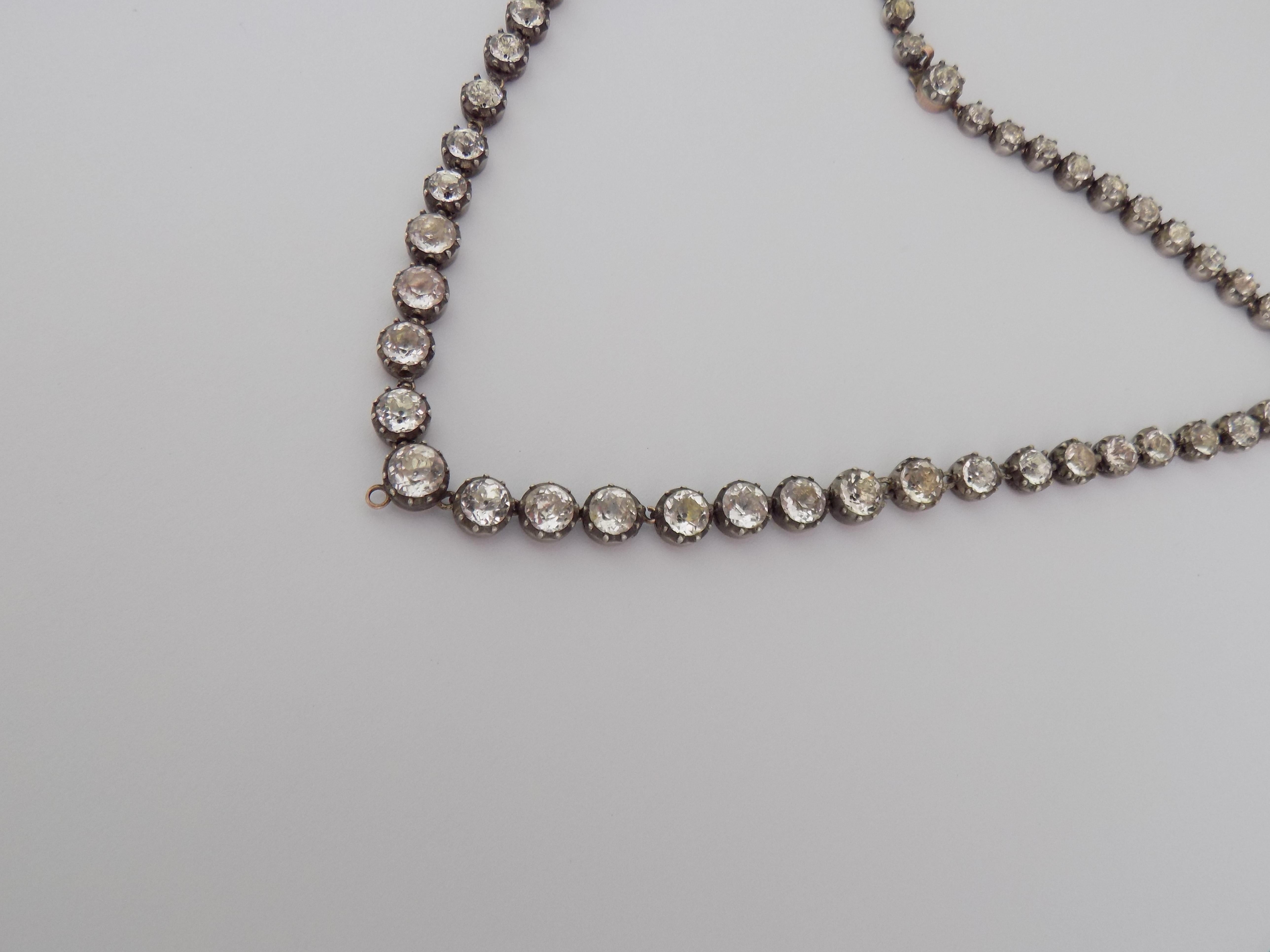 Antique Georgian Paste Silver Gold Riviere Necklace In Good Condition In Boston, Lincolnshire