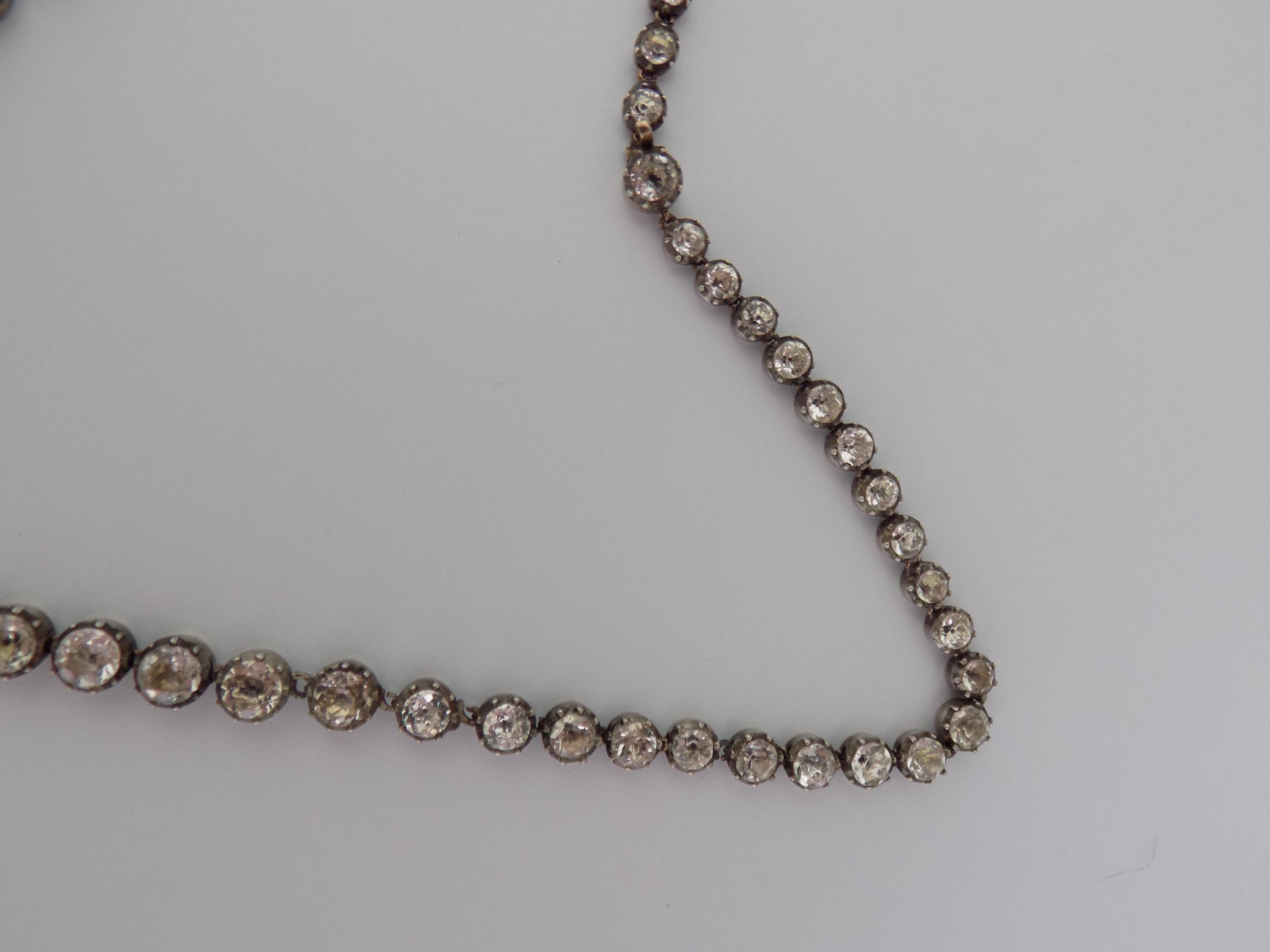 Women's Antique Georgian Paste Silver Gold Riviere Necklace