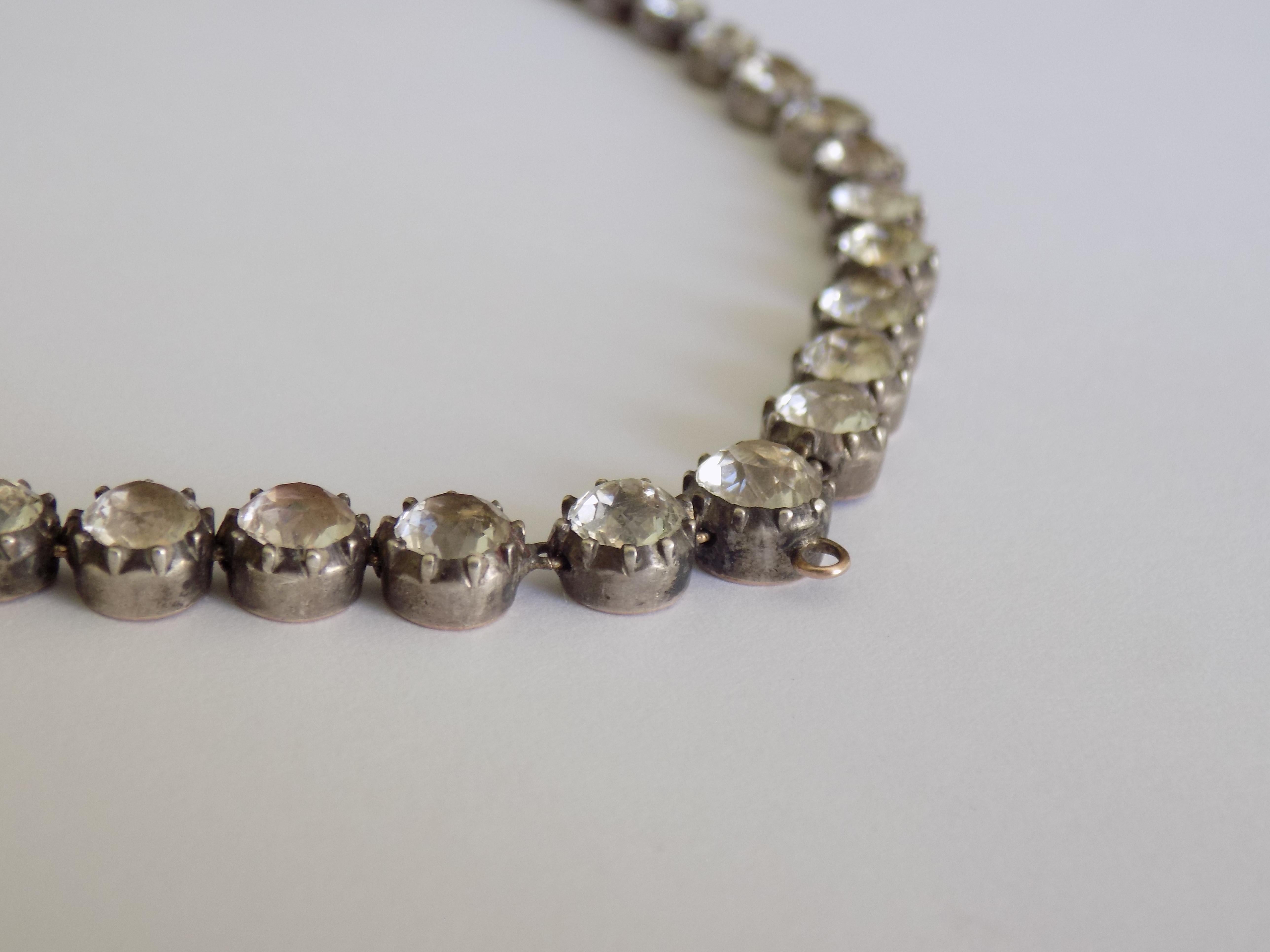 Antique Georgian Paste Silver Gold Riviere Necklace 1