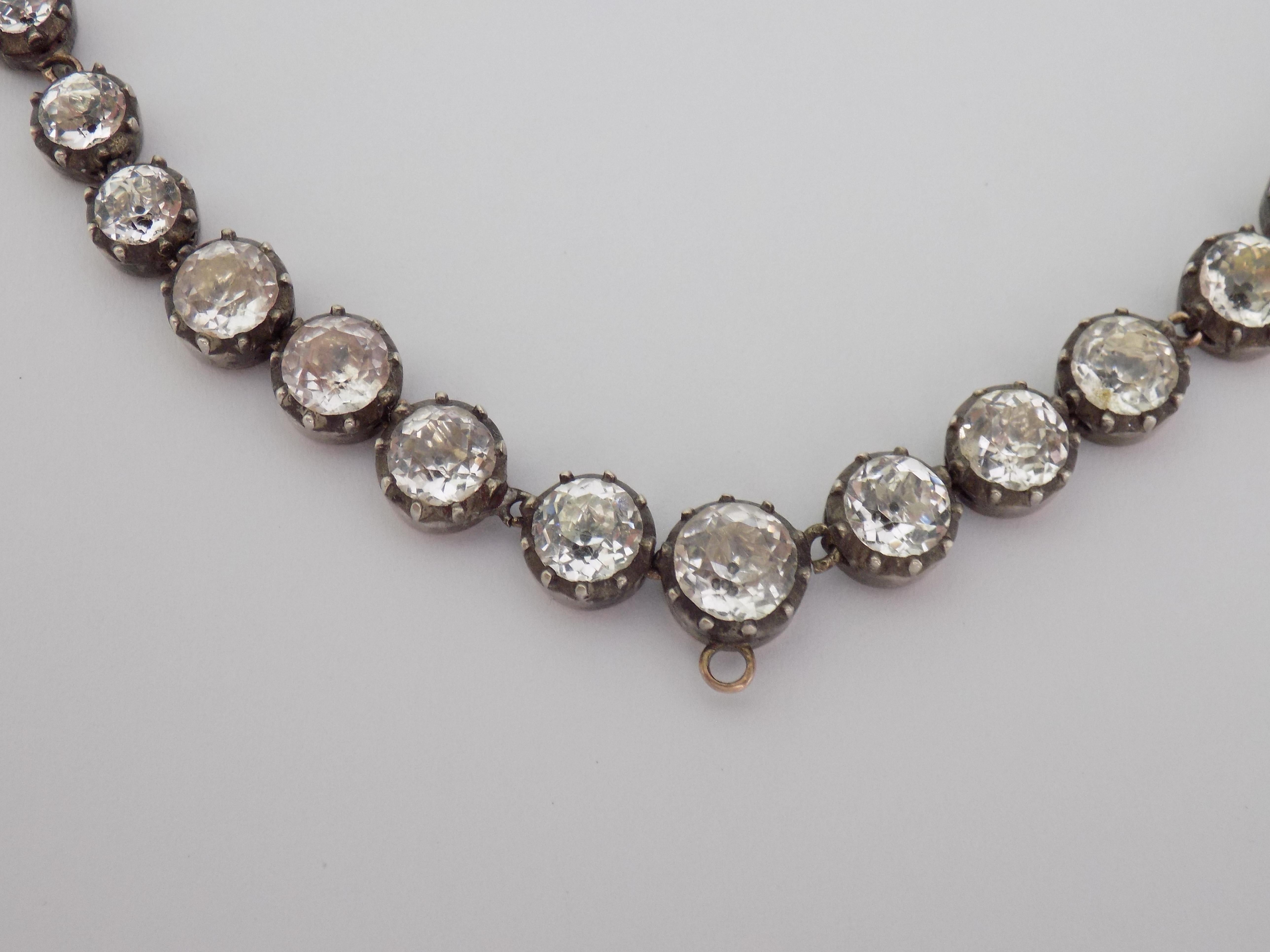 Antique Georgian Paste Silver Gold Riviere Necklace 2