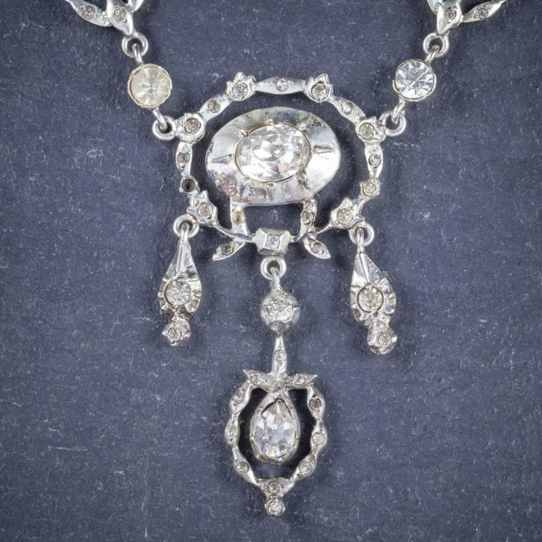 Antique Georgian Paste Silver Lavaliere Necklace, circa 1900 For Sale ...