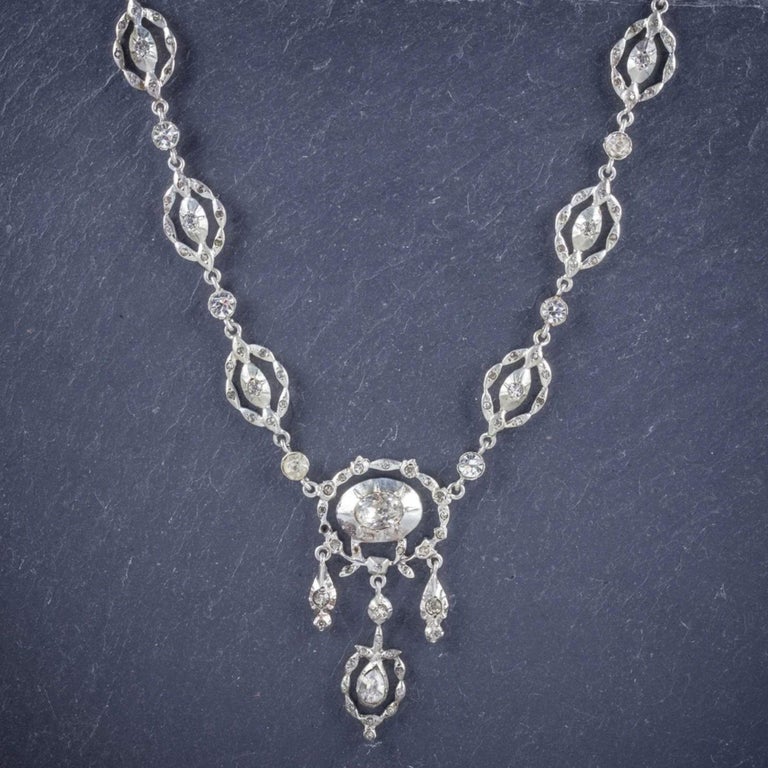 Antique Georgian Paste Silver Lavaliere Necklace, circa 1900 For Sale ...