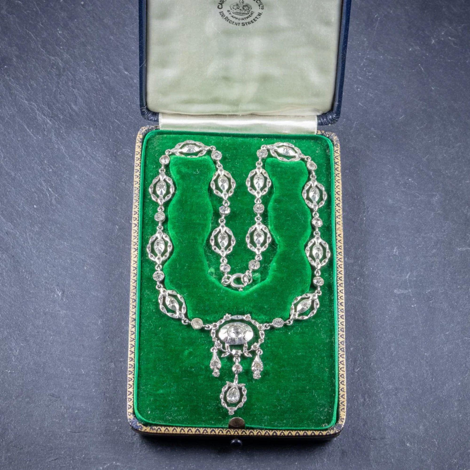 Antique Georgian Paste Silver Lavaliere Necklace, circa 1900 3