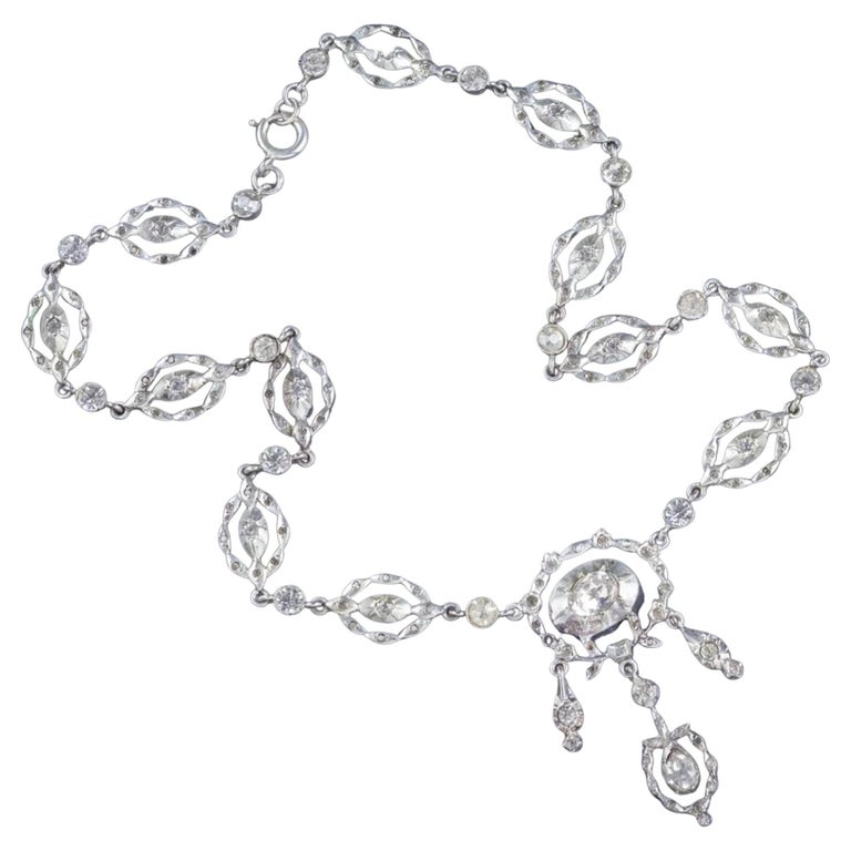 Antique Georgian Paste Silver Lavaliere Necklace, circa 1900 For Sale ...