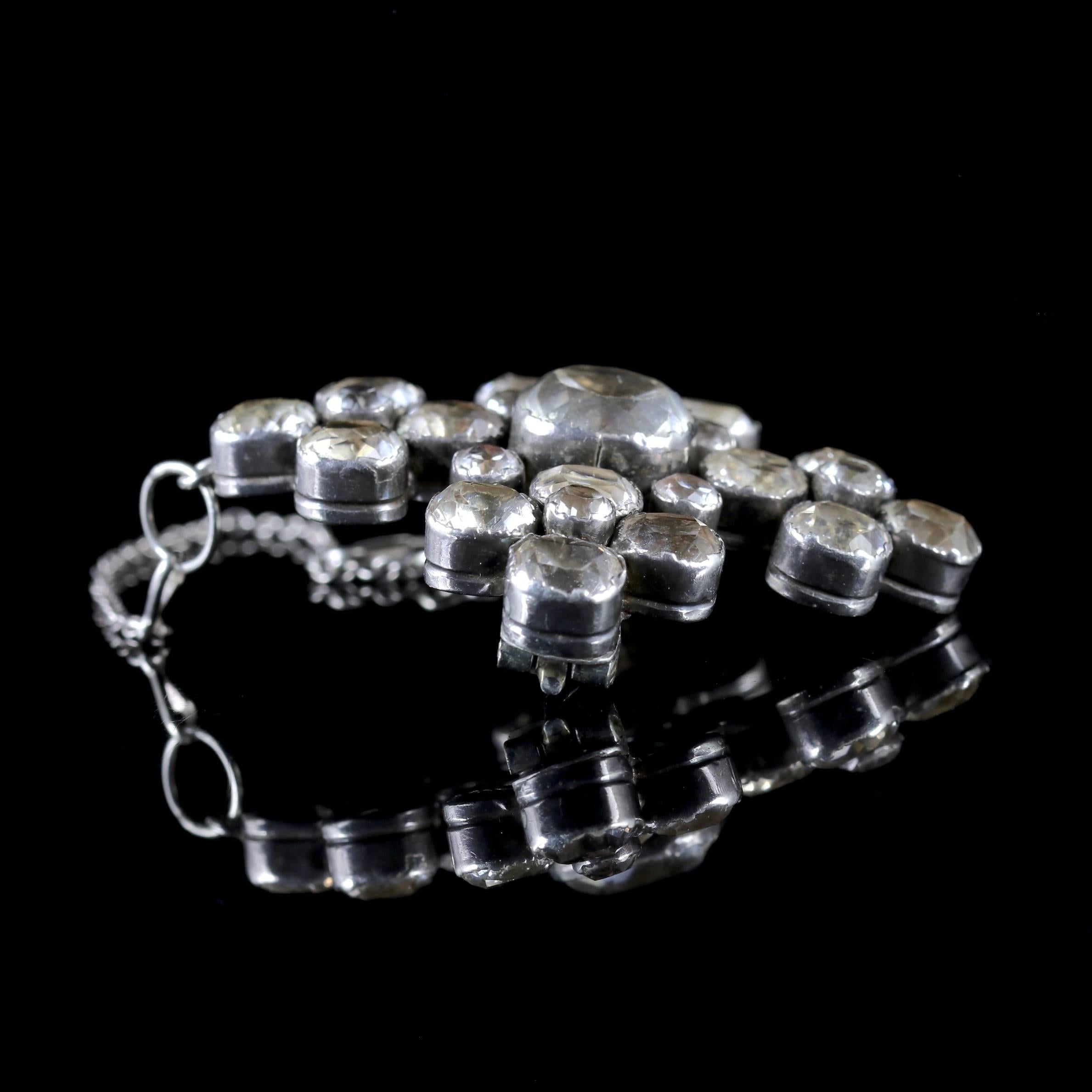 Antique Georgian Paste Stone Brooch Silver, circa 1770 In Excellent Condition For Sale In Lancaster, Lancashire