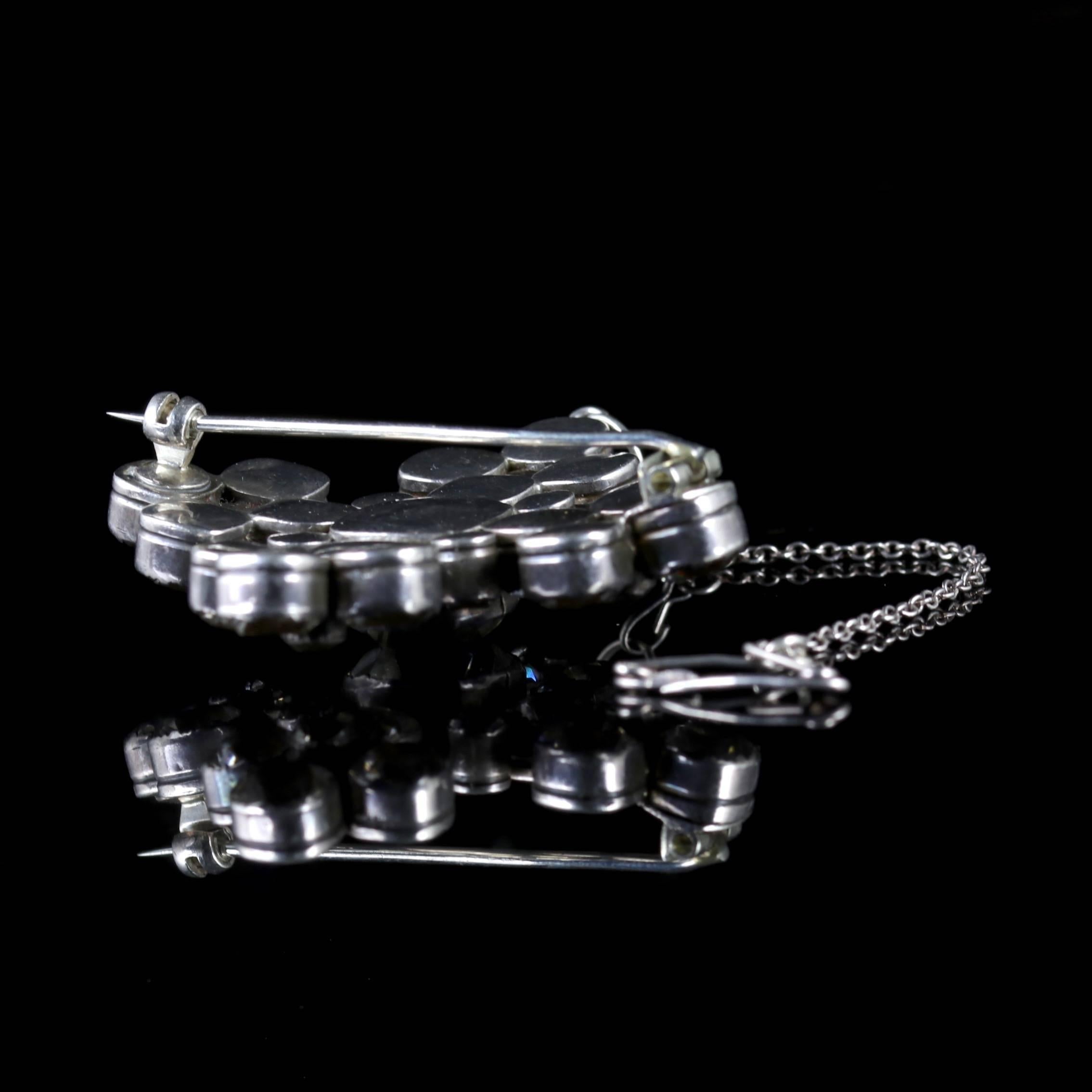Antique Georgian Paste Stone Brooch Silver, circa 1770 For Sale 1
