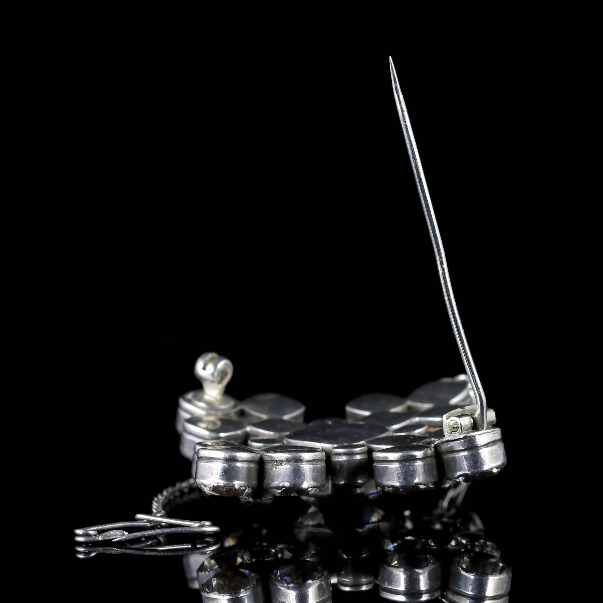 Antique Georgian Paste Stone Brooch Silver, circa 1770 For Sale 3