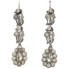 Antique Georgian Paste Stone Drop Earrings Silver, circa 1830