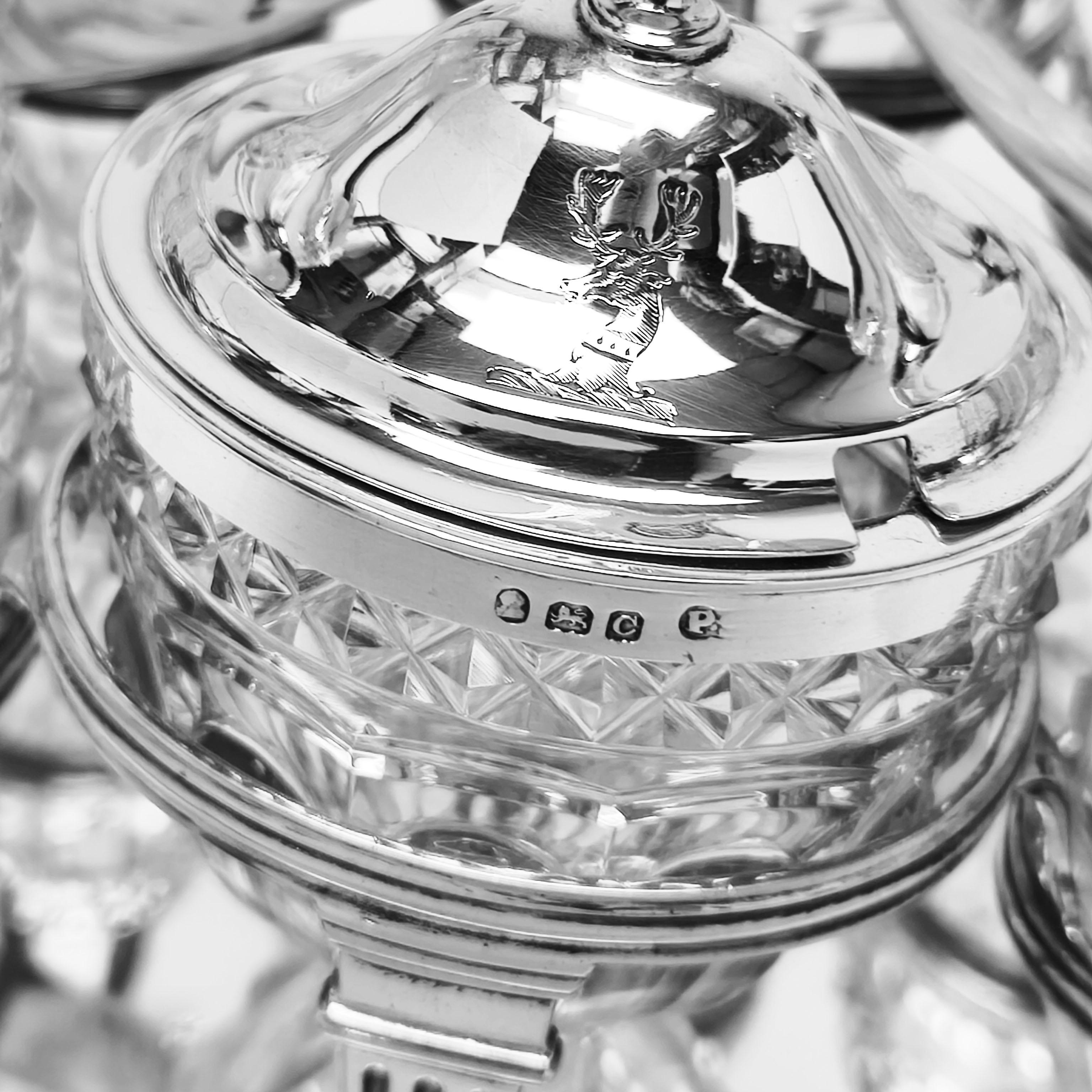 Antique Georgian Paul Storr Silver & Glass Cruet Stand Condiment Set 1798 For Sale 4