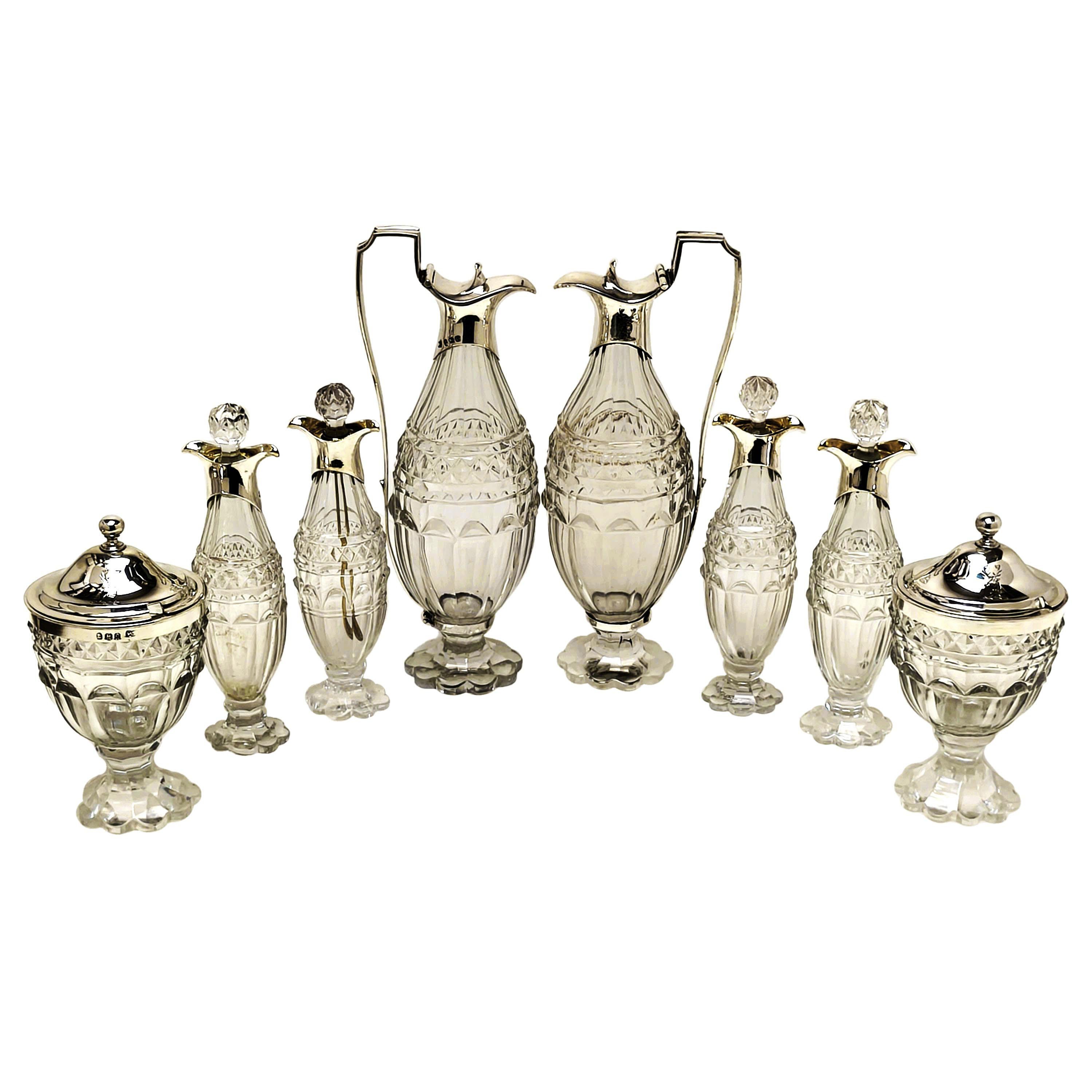 Antique Georgian Paul Storr Silver & Glass Cruet Stand Condiment Set 1798 In Good Condition For Sale In London, GB