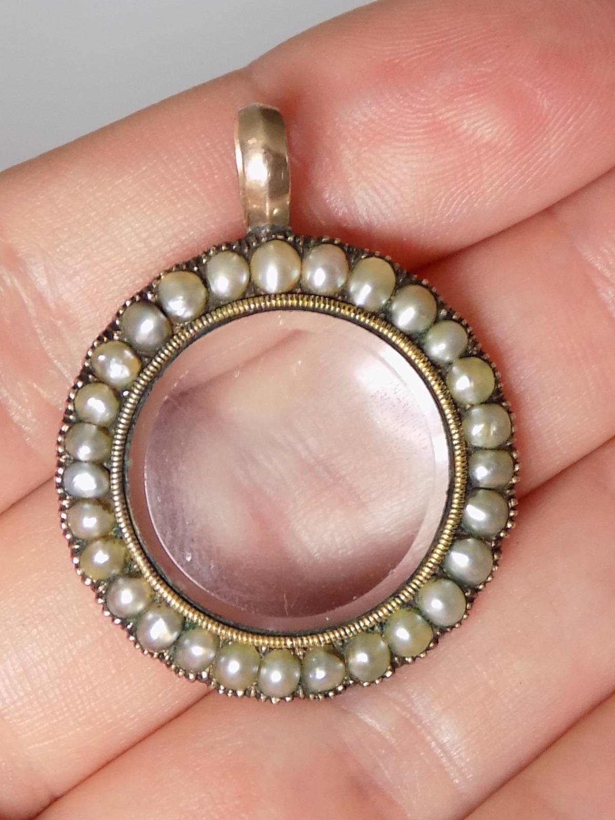 Antique Georgian Pearl Gold Locket Pendant 3