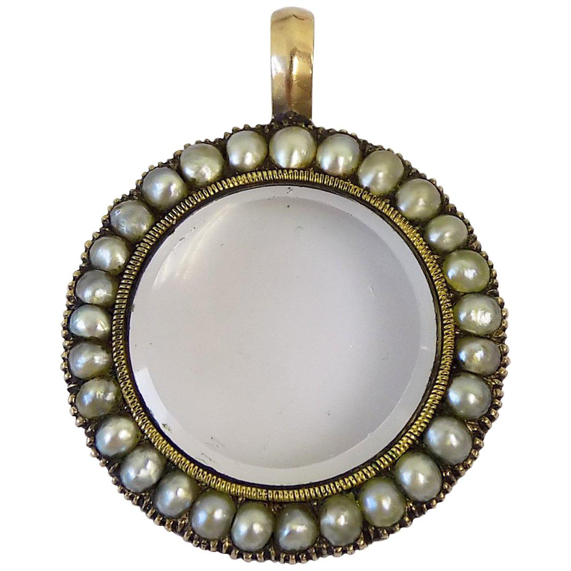 Antique Georgian Pearl Gold Locket Pendant