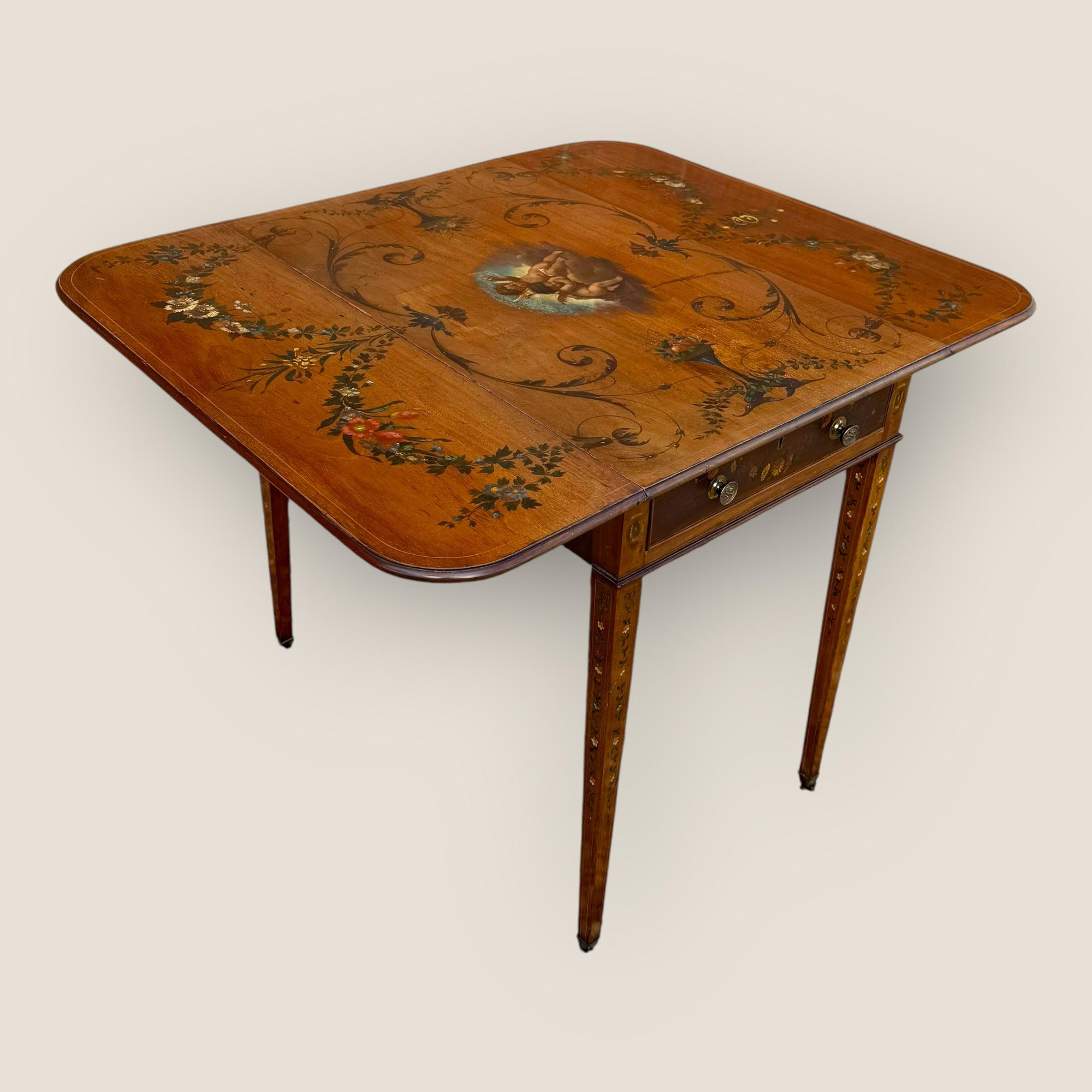 Table d'appoint géorgienne ancienne Pembroke, en acajou, peinte à la main, Edwards & Roberts en vente 2