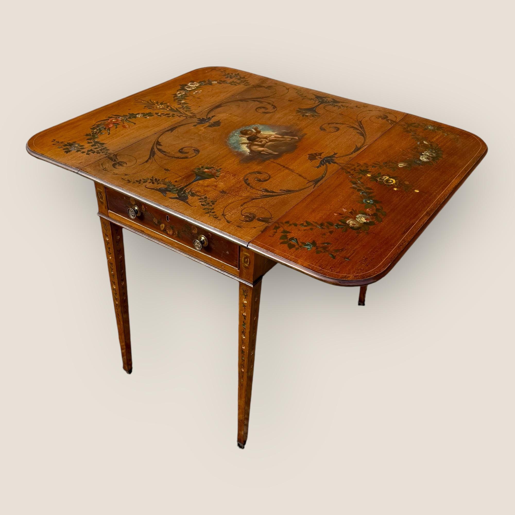 Table d'appoint géorgienne ancienne Pembroke, en acajou, peinte à la main, Edwards & Roberts en vente 3