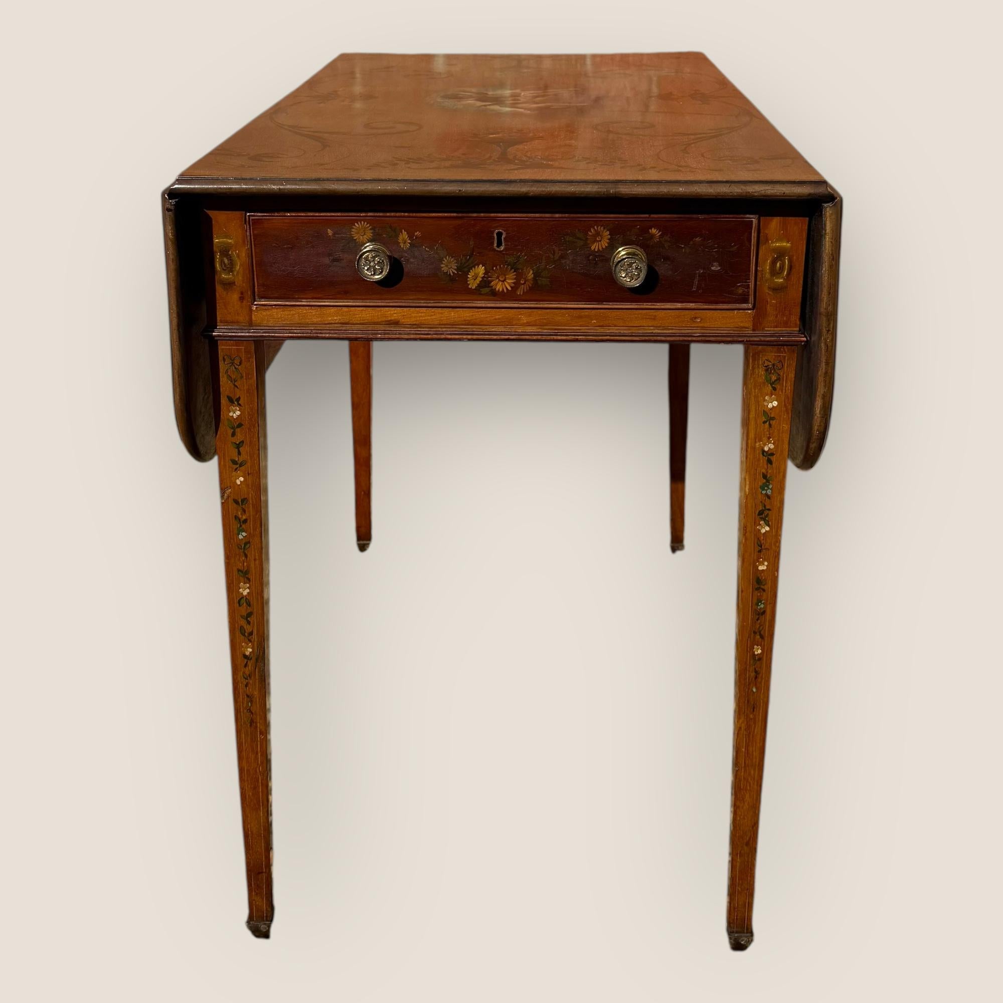 Table d'appoint géorgienne ancienne Pembroke, en acajou, peinte à la main, Edwards & Roberts en vente 4