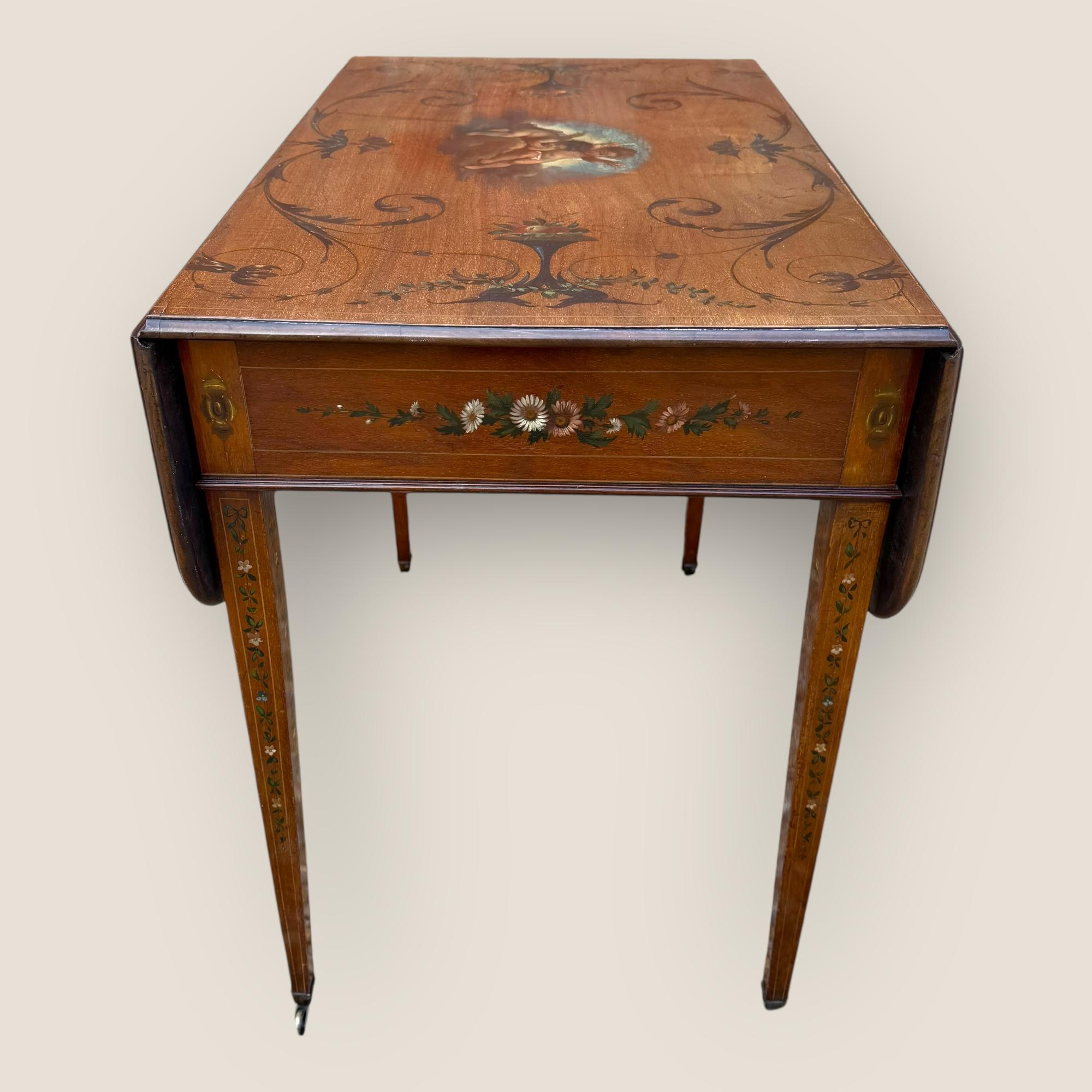 Table d'appoint géorgienne ancienne Pembroke, en acajou, peinte à la main, Edwards & Roberts en vente 5