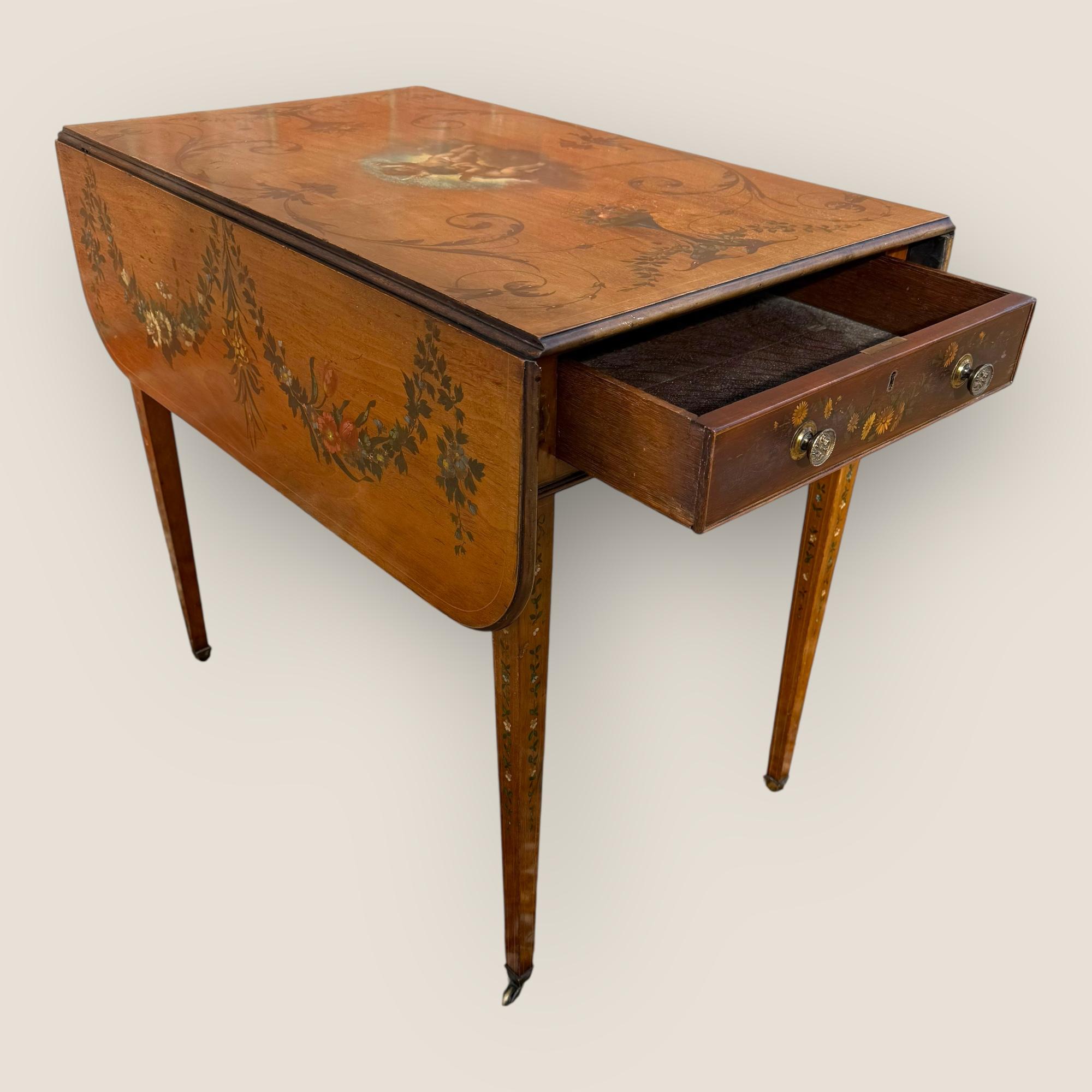 Table d'appoint géorgienne ancienne Pembroke, en acajou, peinte à la main, Edwards & Roberts en vente 6