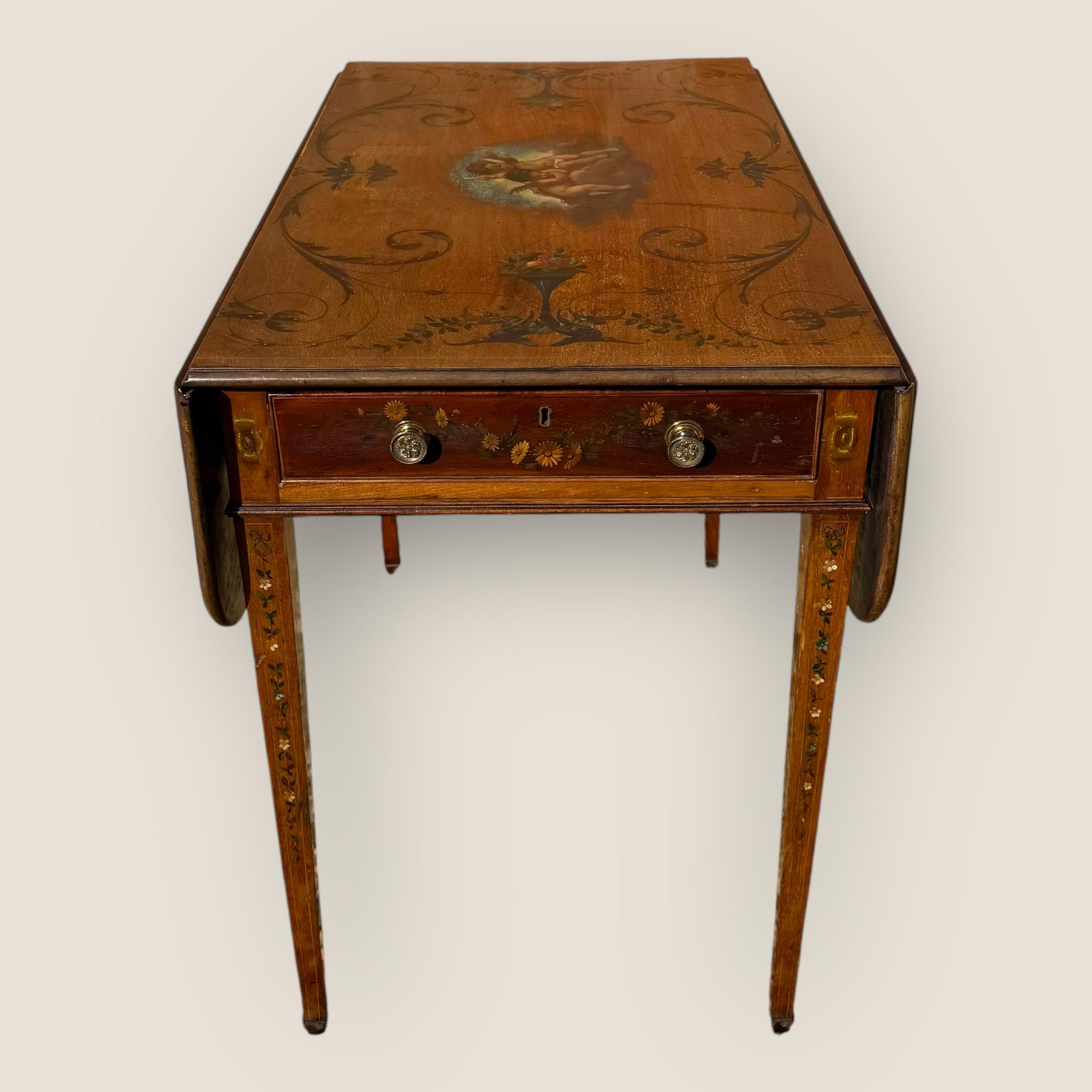 Table d'appoint géorgienne ancienne Pembroke, en acajou, peinte à la main, Edwards & Roberts en vente 8