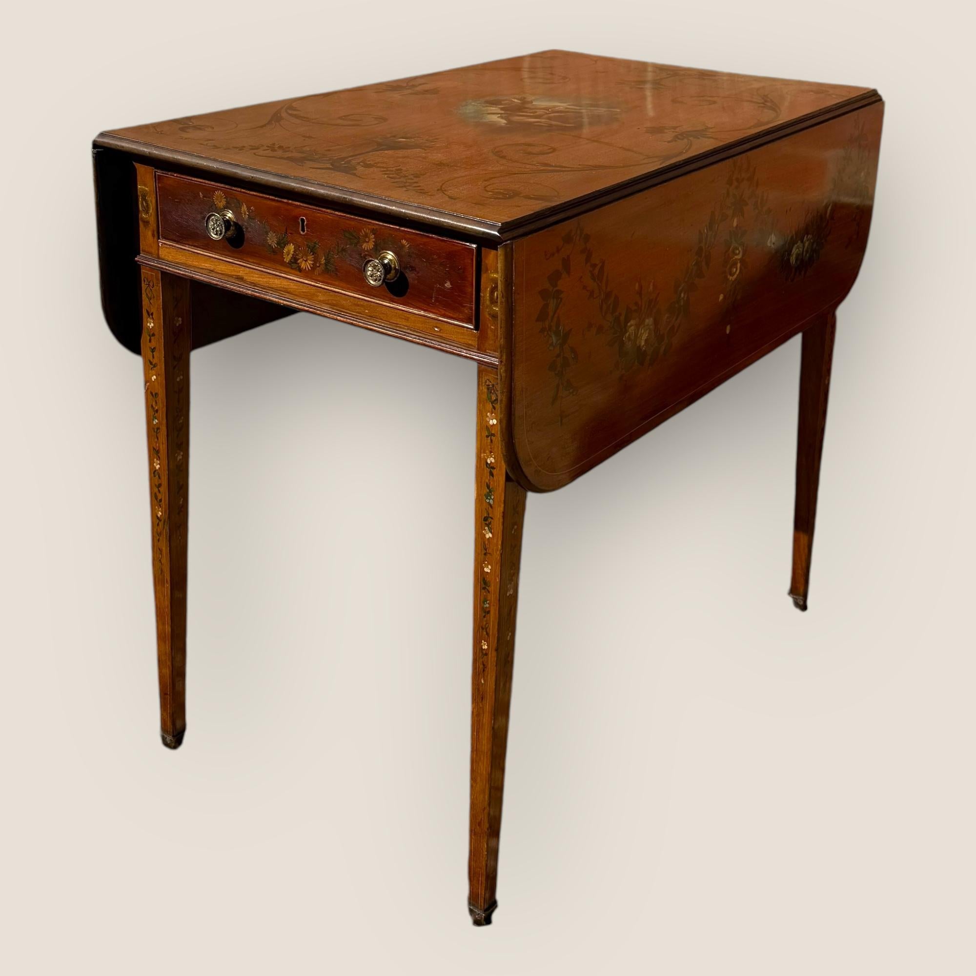 Britannique Table d'appoint géorgienne ancienne Pembroke, en acajou, peinte à la main, Edwards & Roberts en vente