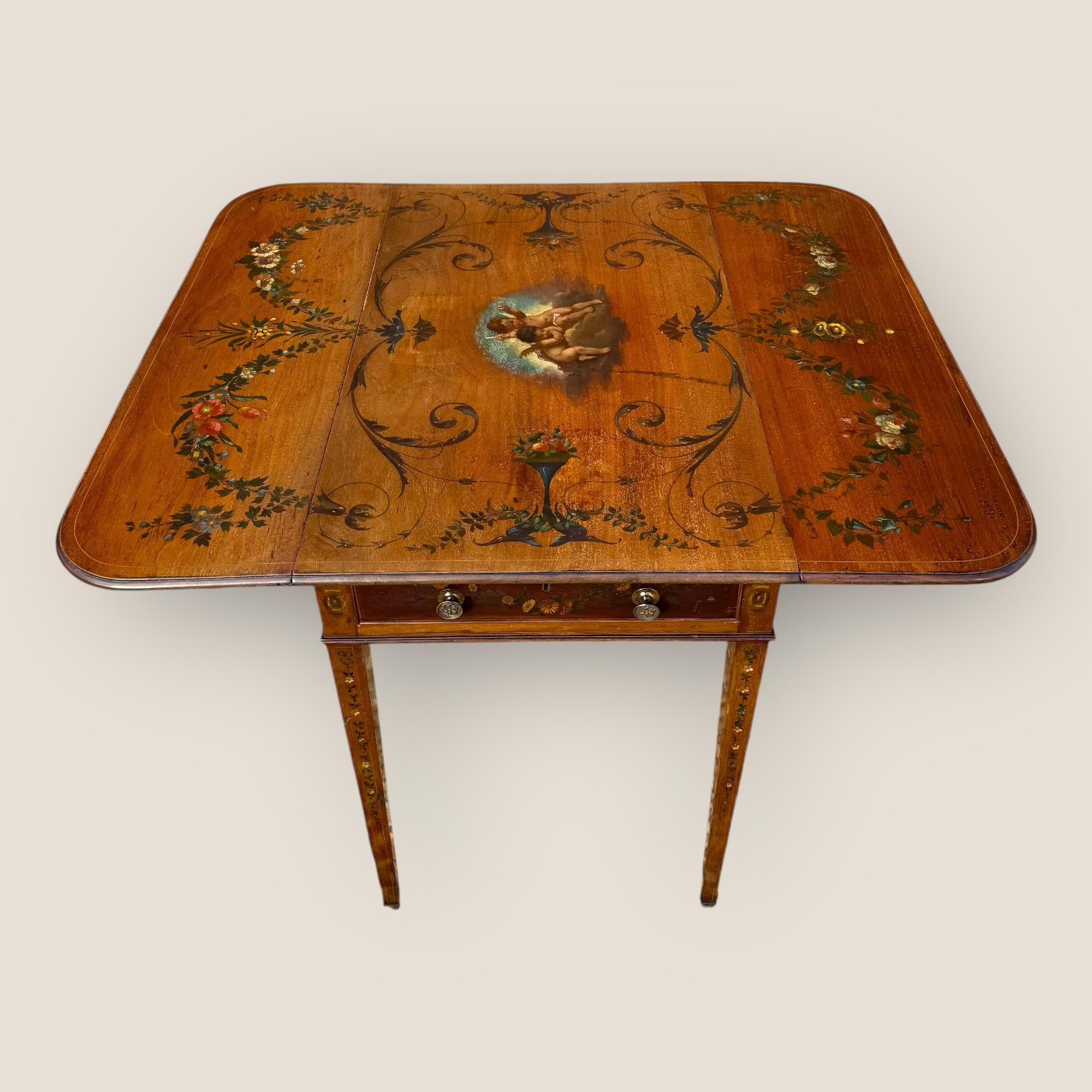 Table d'appoint géorgienne ancienne Pembroke, en acajou, peinte à la main, Edwards & Roberts en vente 1