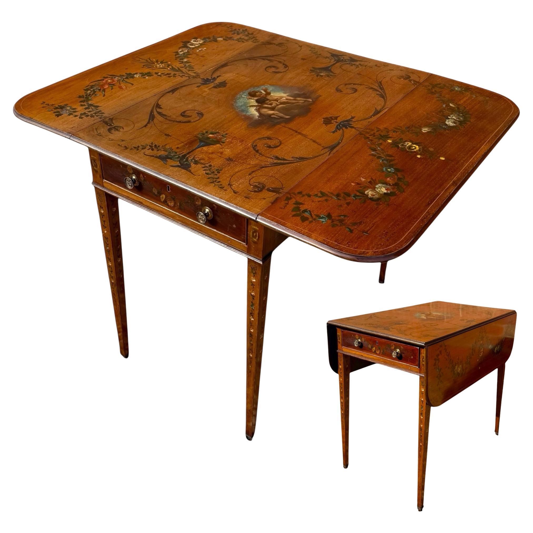 Table d'appoint géorgienne ancienne Pembroke, en acajou, peinte à la main, Edwards & Roberts en vente