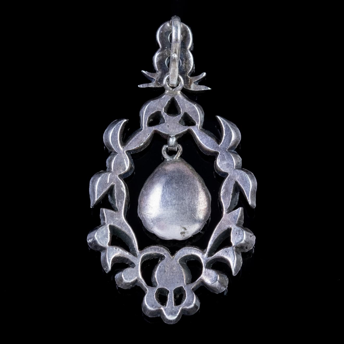 Victorian Antique Georgian Pendant Paste Stone Silver, circa 1800 For Sale